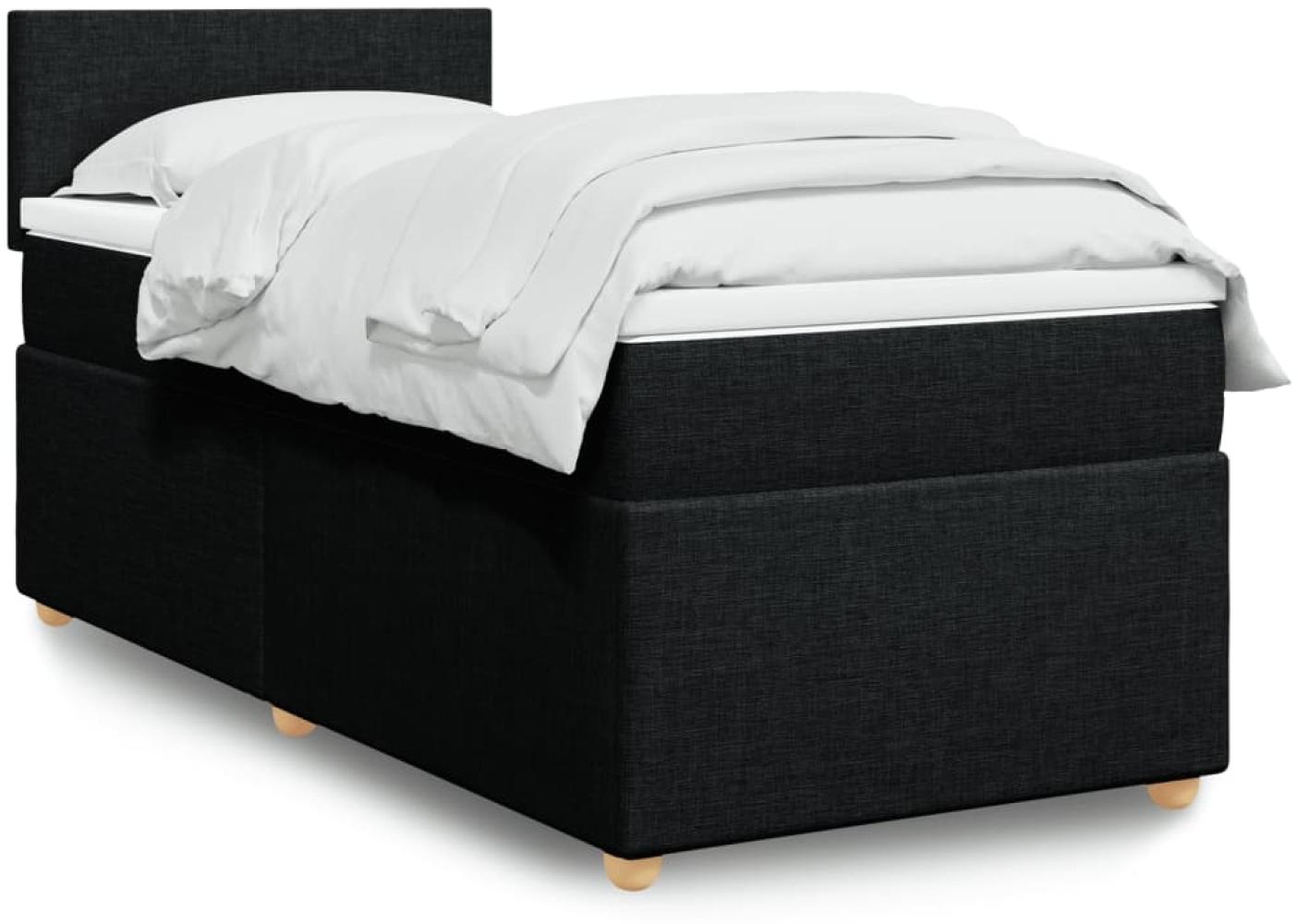 vidaXL Boxspringbett mit Matratze Schwarz 80x200 cm Stoff 3288802 Bild 1