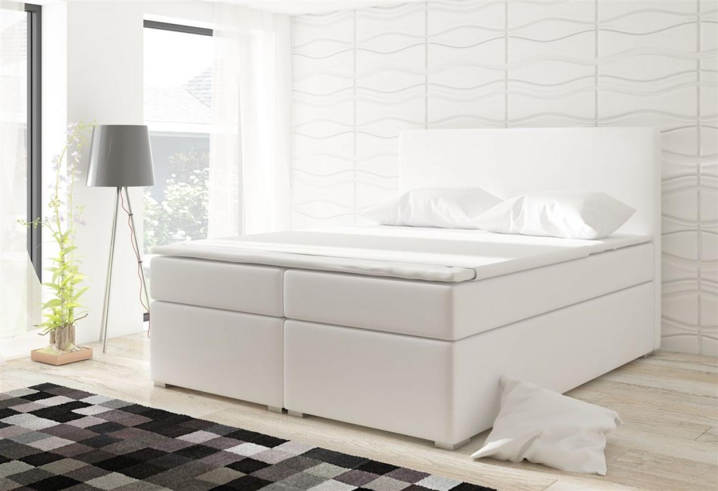Boxspringbett CLAUDIA Kunstleder Weiss 100x200 cm Bild 1