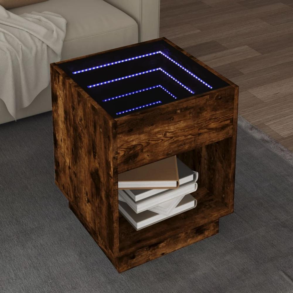 vidaXL Couchtisch mit Infinity-LED Räuchereiche 40x40x50 cm 847648 Bild 1