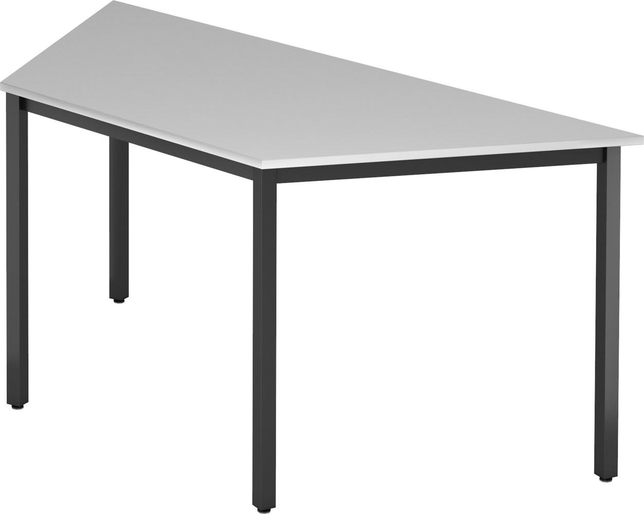 bümö Multifunktionstisch grau, Tisch 160 x 69 cm, Tischfuß vierkant schwarz - Tisch Trapez, Besprechungstisch System D-Serie, Konferenztisch, Meetingtisch, Mehrzwecktisch, Pausentisch, DQTR-5-D Bild 1