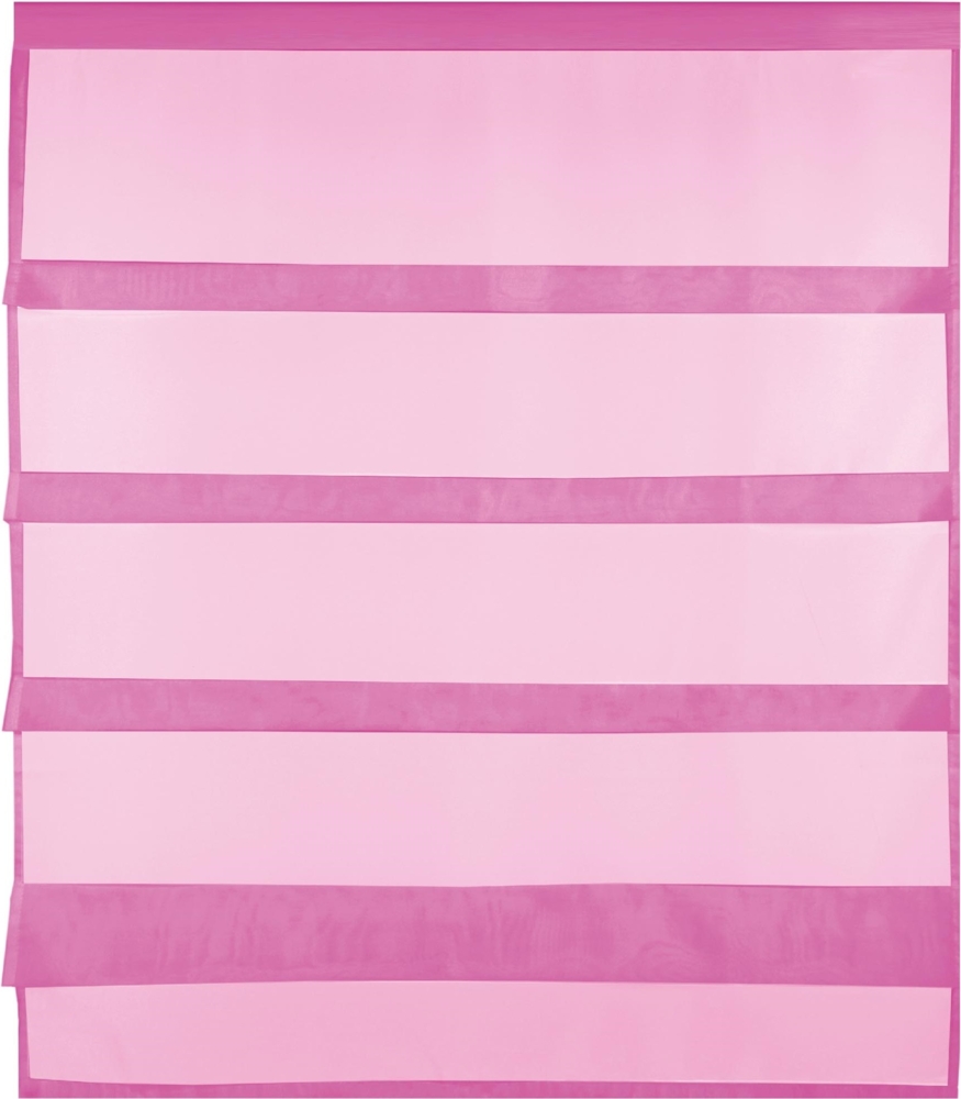 Transparente Bistrogardine Raffoptik mit Stangendurchzug in Voile, schlicht und modern in vielen verschiedenen Farben erhältlich (90x110 cm / pink - fuchsia) Bild 1