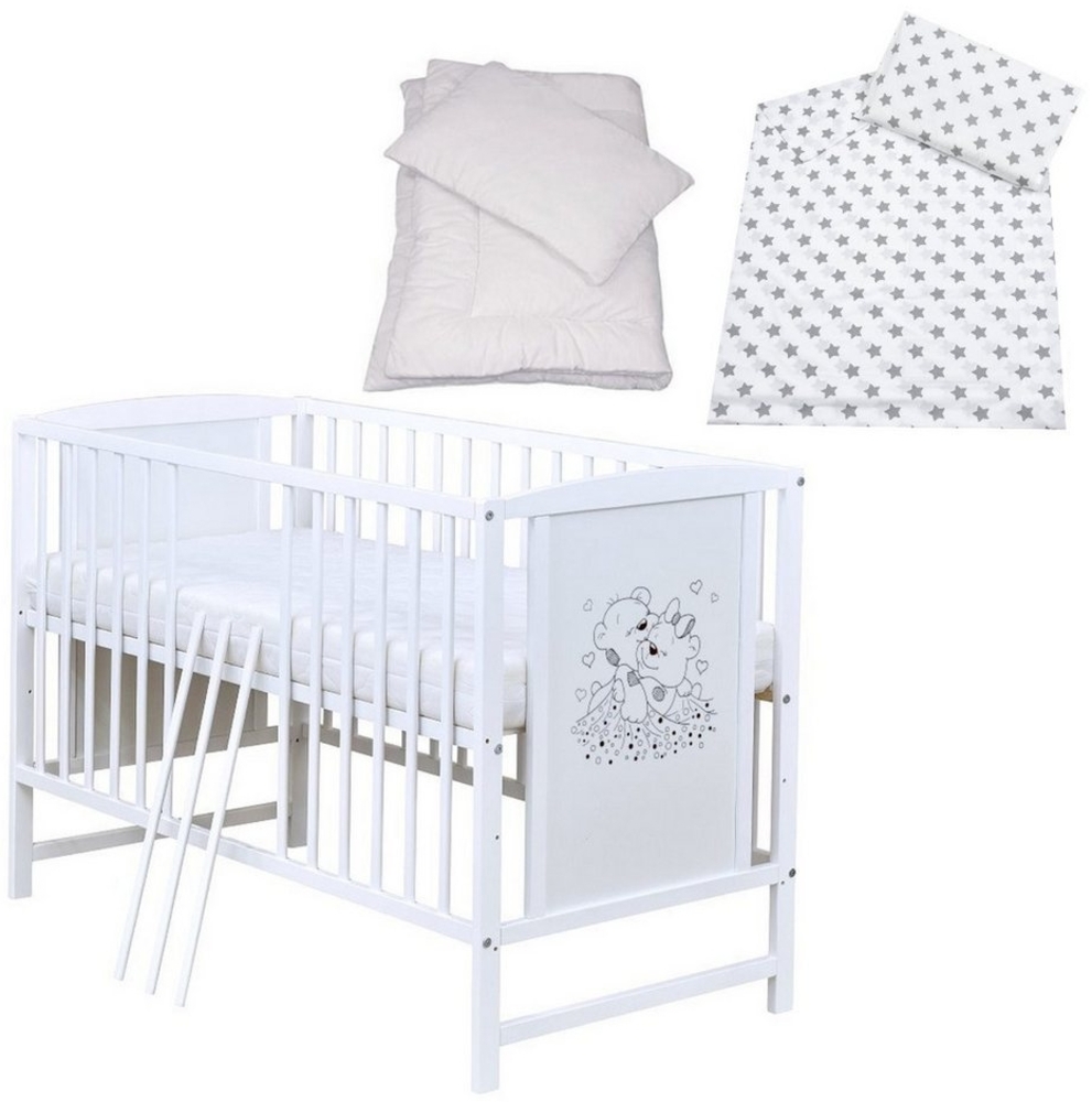 Baby-Delux Komplettbett Babybett Mia Komplettset, 7-tlg, Kinderbett 60x120 cm weiß, Bettset verschiedene Designs Bild 1