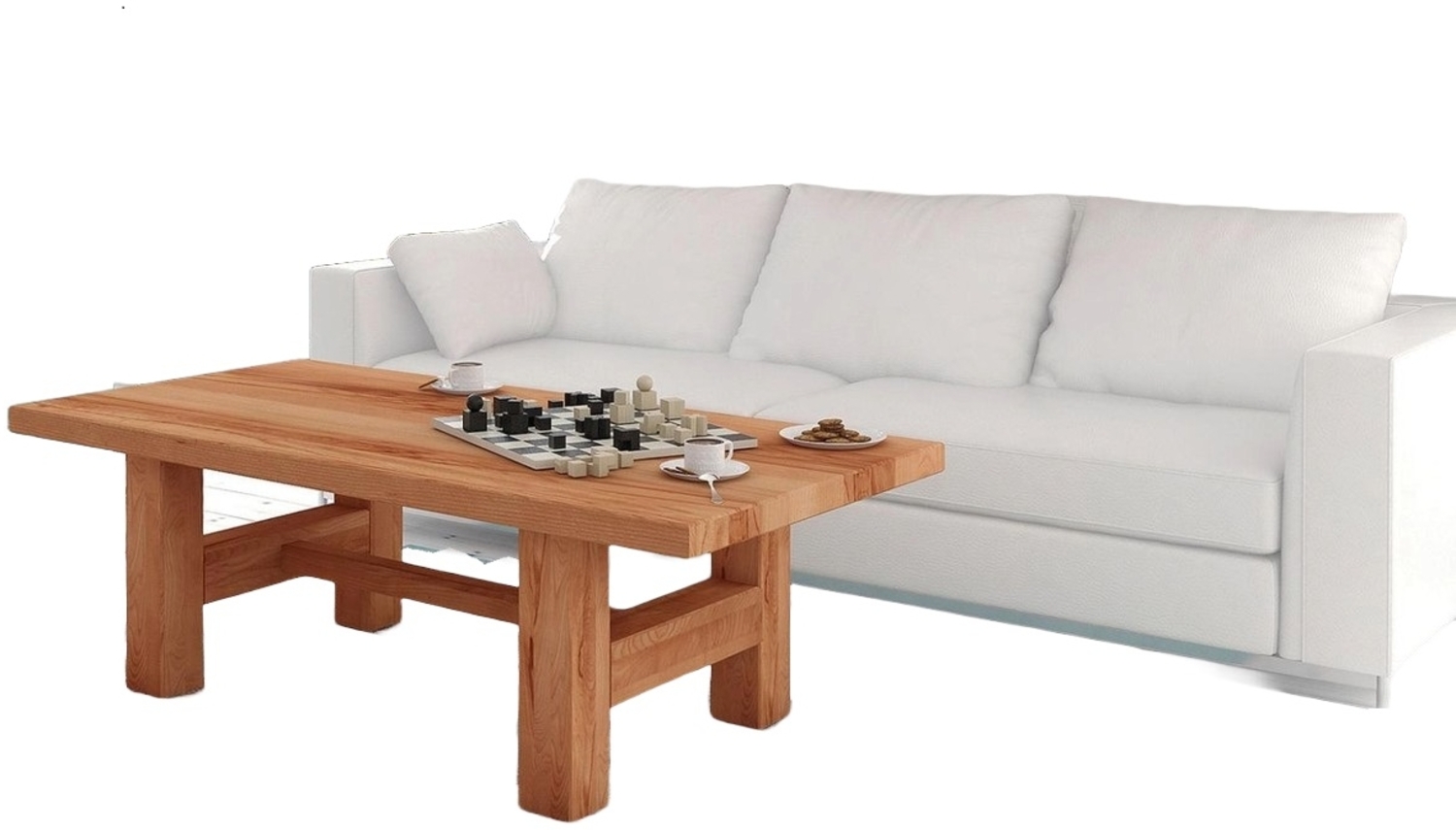 Couchtisch Ringo aus Kernbuche massiv 60x90x40 cm mit Holzfußgestell Bild 1