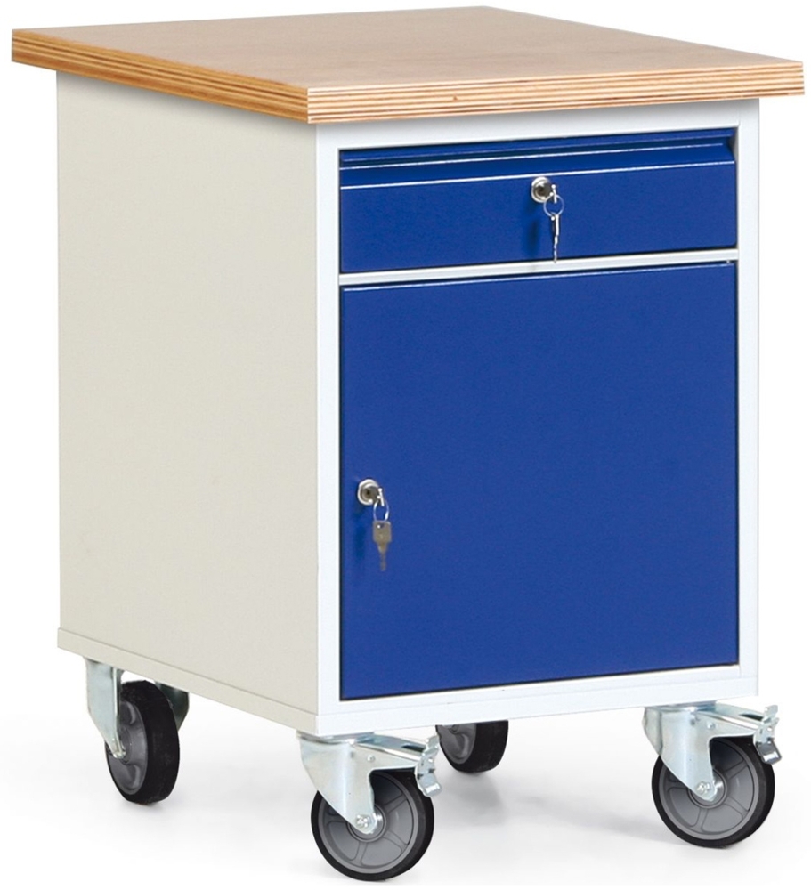 Protaurus Werkstatt-Rollcontainer mit Schrank, 1 Schublade und 35mm Multiplexplatte Bild 1