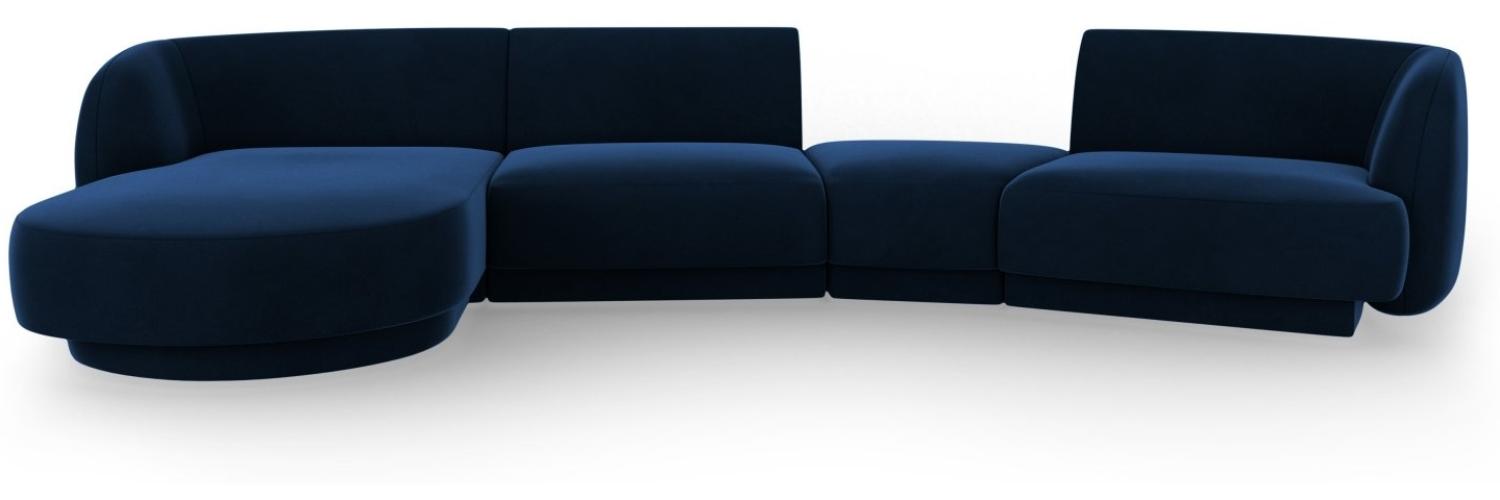 Micadoni Modulares Sofa Miley mit Recamiere 4-Sitzer Links Samtstoff Königsblau Bild 1