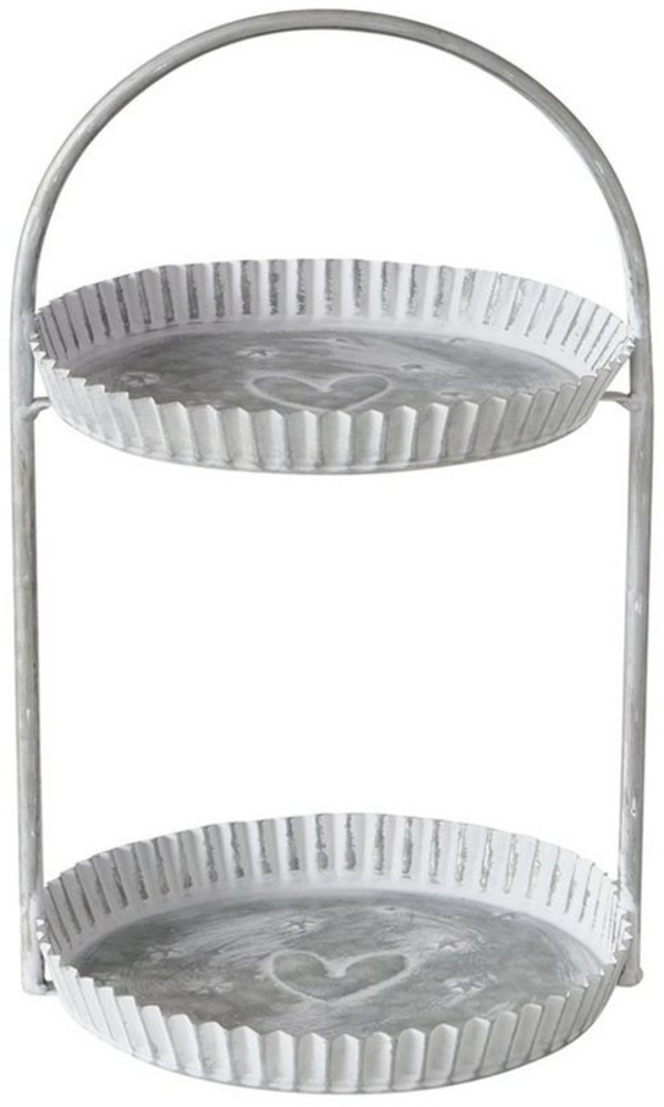 BOLTZE Etagere Etagere ANELLA grau weiß aus Zink runde Dekoetagere Metall H36cm mit S Bild 1