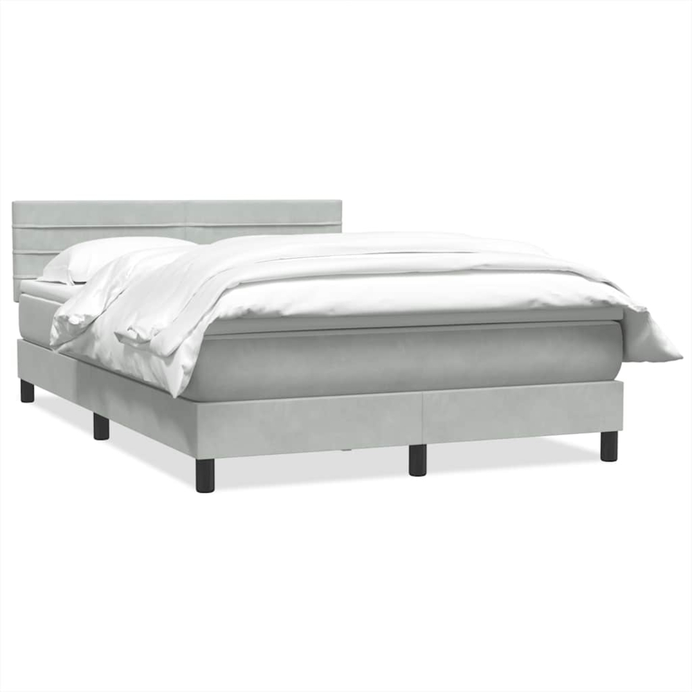 vidaXL Boxspringbett mit Matratze Hellgrau 140x210 cm Samt 3316305 Bild 1