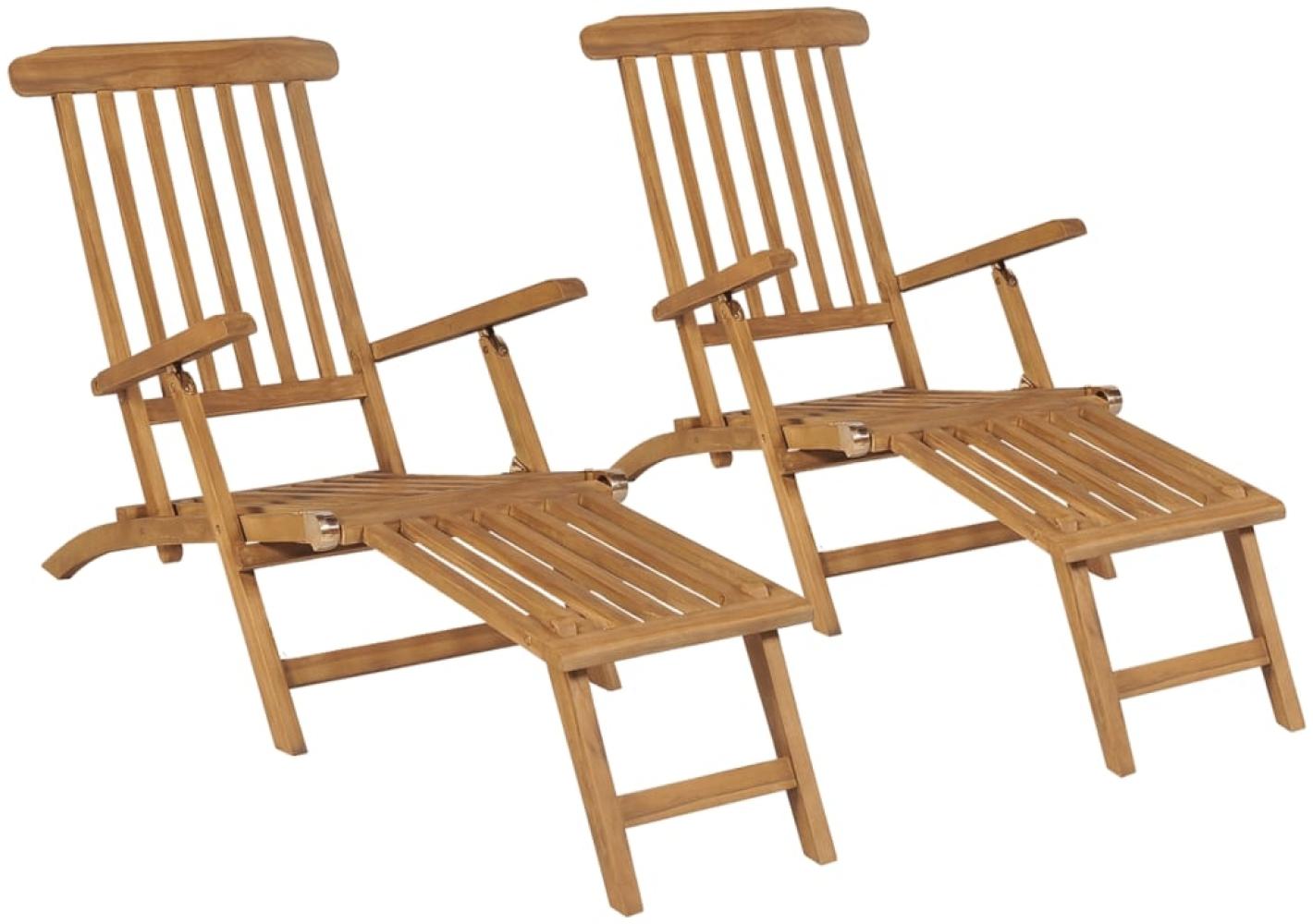 vidaXL Liegestühle mit Fußteil 2 Stk. Massivholz Teak 3073291 Bild 1