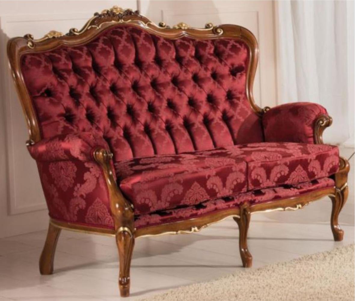 Casa Padrino Luxus Barock Wohnzimmer Sofa mit elegantem Muster Bordeauxrot / Braun / Gold 144x90 x H. 115 cm - Barockstil Wohnzimmer Möbel Bild 1