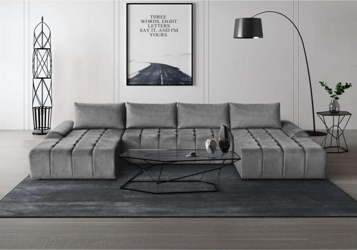 Beautysofa Ecksofa Costa U, inkl. Schlaffunktion, Bettkasten, modernes Lounge-Ecke für Wohnzimmer, U-Form Polsterecke aus Velourstoff, Wohnlandschaft Bild 1