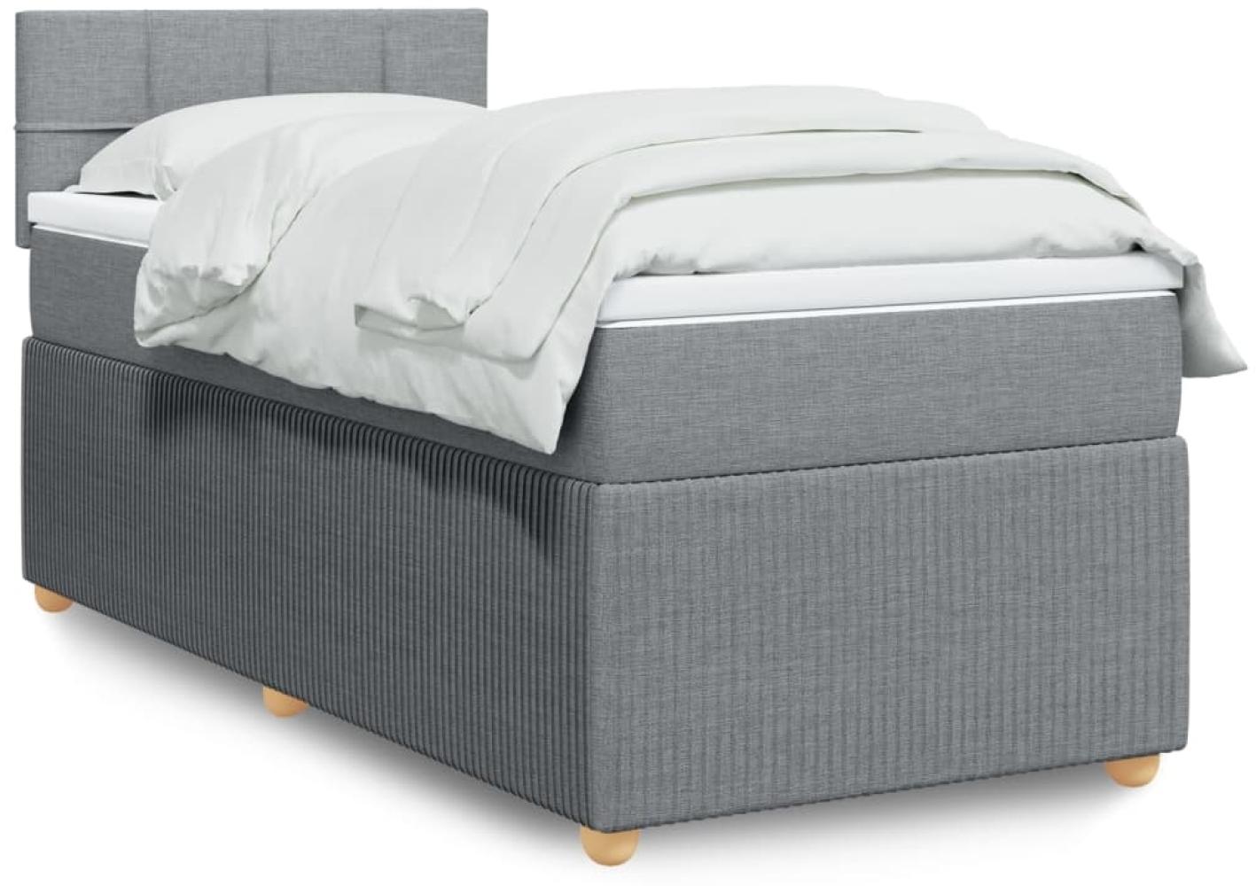 vidaXL Boxspringbett mit Matratze Hellgrau 90x190 cm Stoff 3289611 Bild 1