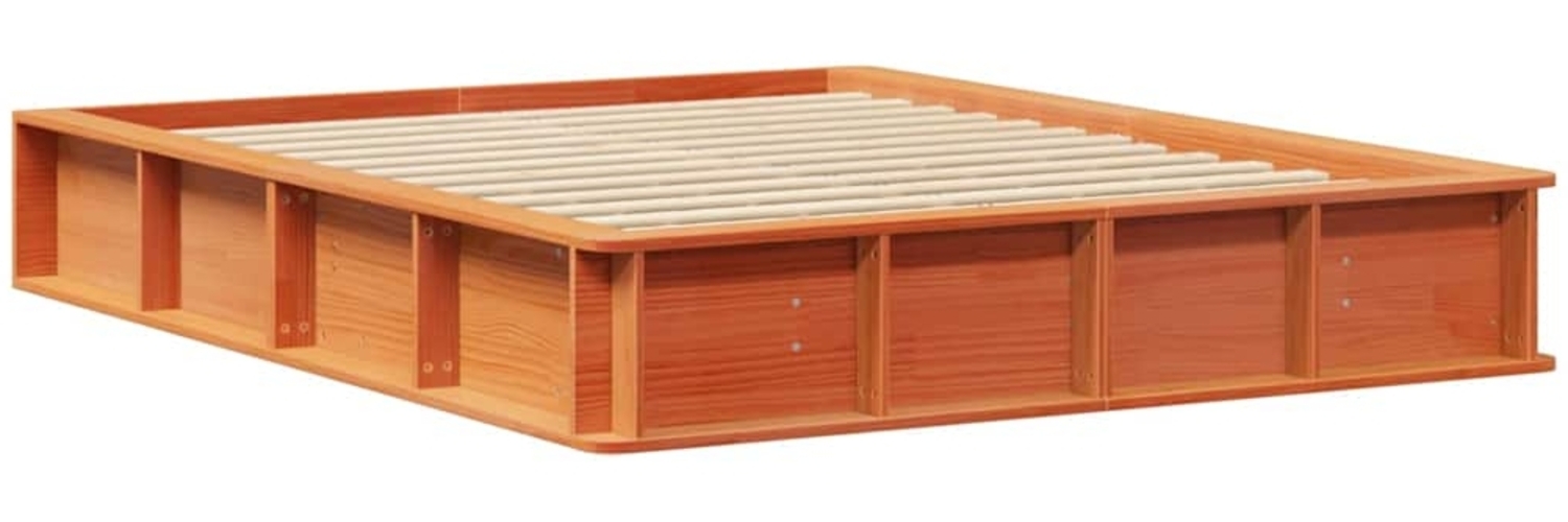 vidaXL Bettrahmen Wachsbraun 160 x 200 cm Massives Kiefernholz 3385711 Bild 1