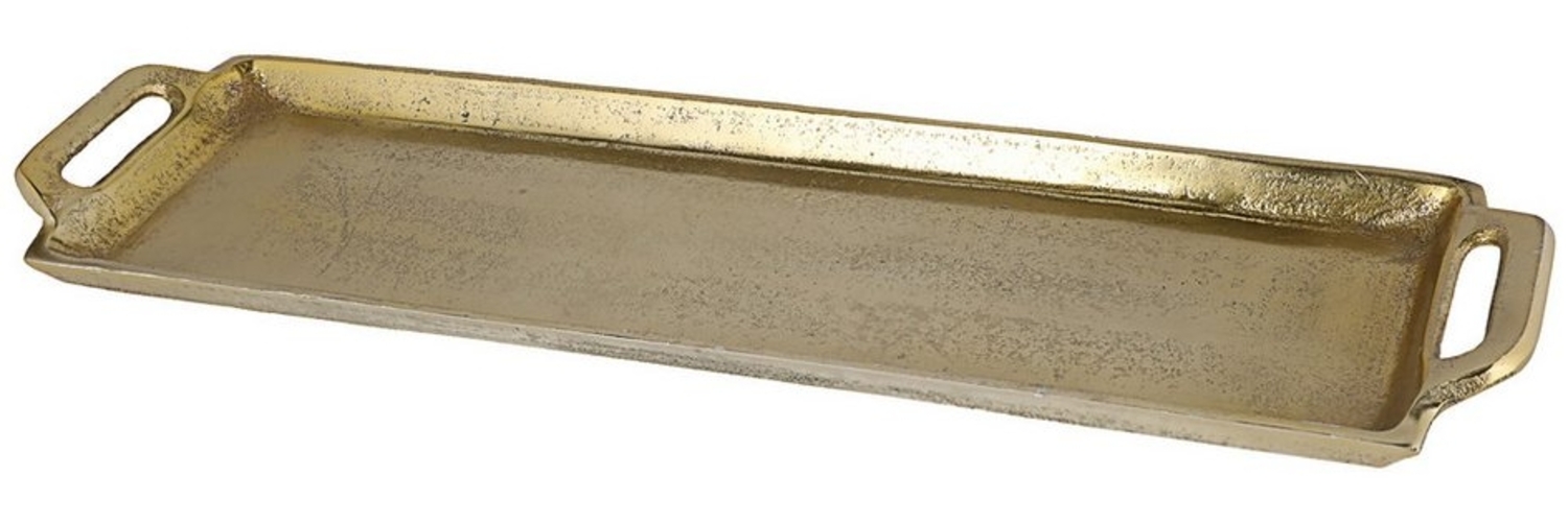 CEPEWA Dekotablett Tablett gold rechteckig 45x3x12cm Aluminium Dekotablett Griffe Vintage Bild 1