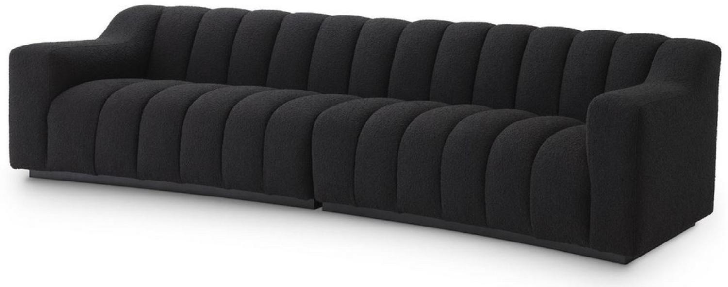 Casa Padrino Luxus Sofa Schwarz 300 x 100 x H. 78,5 cm - Leicht gebogenes Wohnzimmer Sofa Bild 1