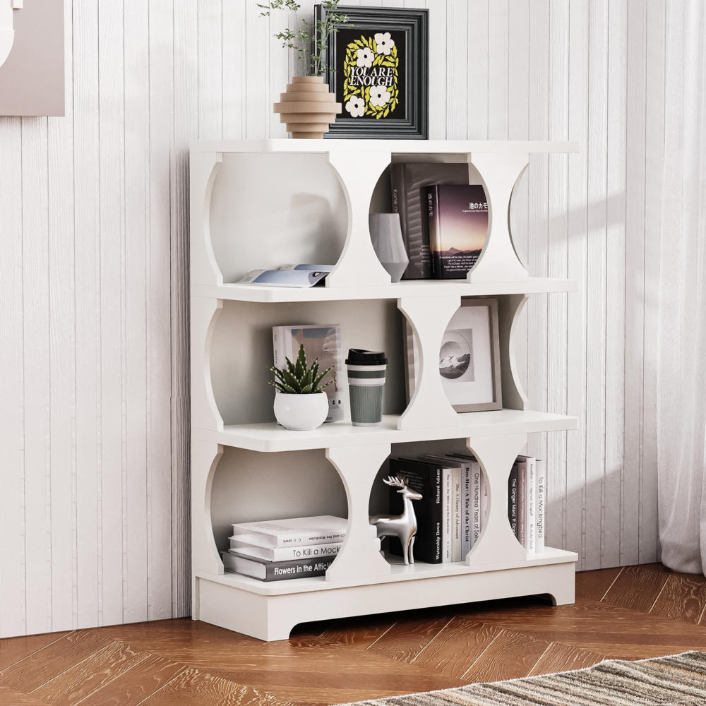 Merax Bücherregal, Standregal mit, Bücherregal mit Hohl-Design – Modernes, platzsparendes Aufbewahrungsregal, Maße: B80/W30/H100, weiß Bild 1