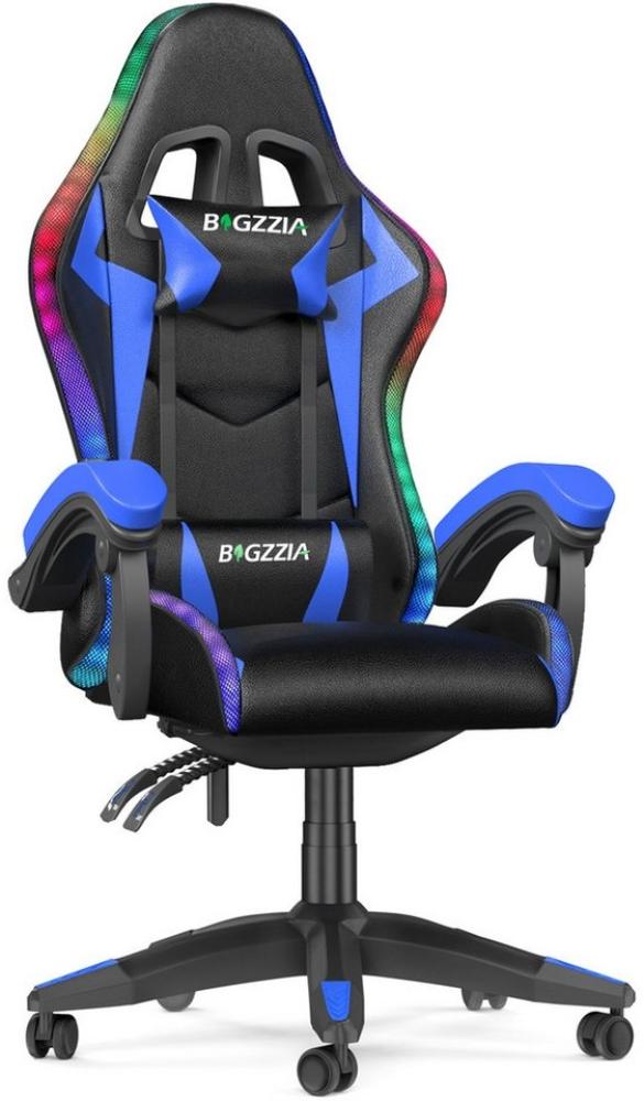 BIGZZIA Gaming-Stuhl mit LED - Gaming Chair Gamer Stühle RGB Licht, Beleuchtung Computerstuhl Höhenverstellbar Ergonomisch Bürostuhl Bild 1