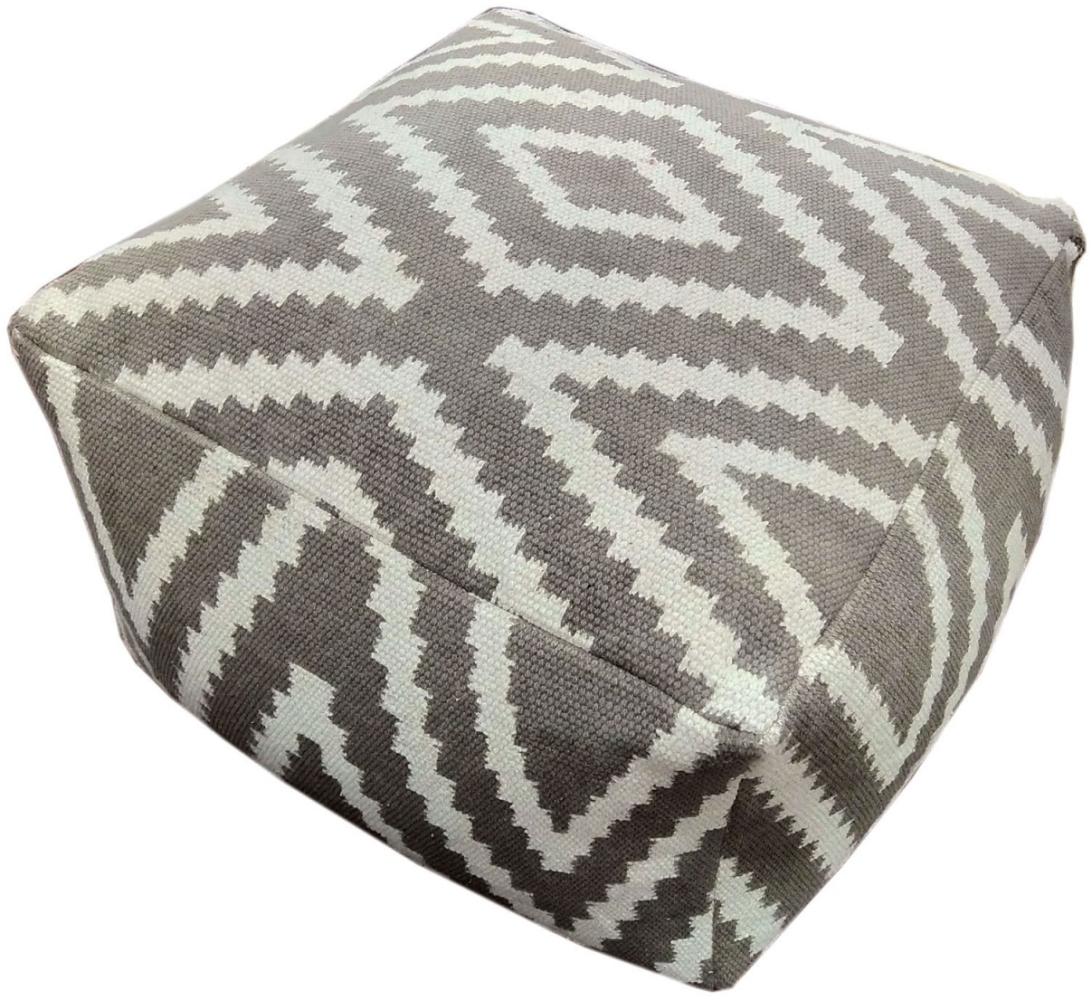 Soma Pouf Sitzpuff Strick Velours Sitzhocker Strickhocker Sitzpouf Bodenkissen viele Arten/Farben u. Maße (BxHxL) 55 x 37 x 55 55x55 taupe Kelim Hocker Bild 1