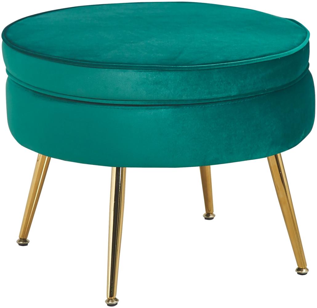 Sitzpouf rund Samt Grün Sitzhocker Hocker Fußhocker Stoffhocker Bild 1