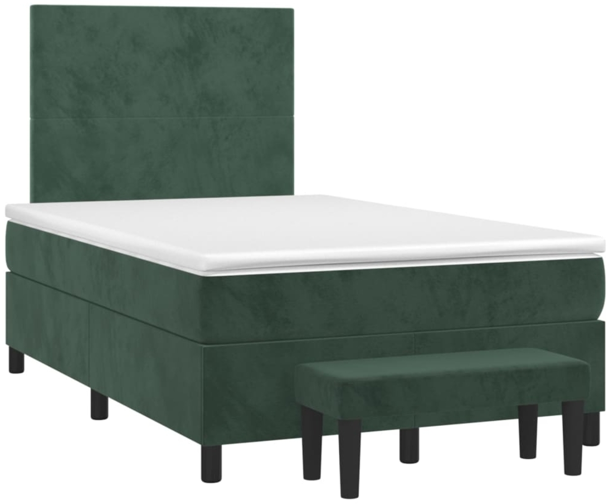 vidaXL Boxspringbett mit Matratze Dunkelgrün 120x190 cm Samt 3270460 Bild 1