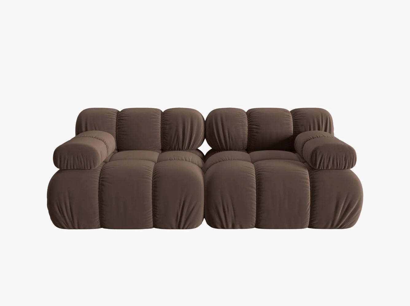 Micadoni Modulares Sofa Bellis 2-Sitzer Samtstoff Riviera Braun Bild 1