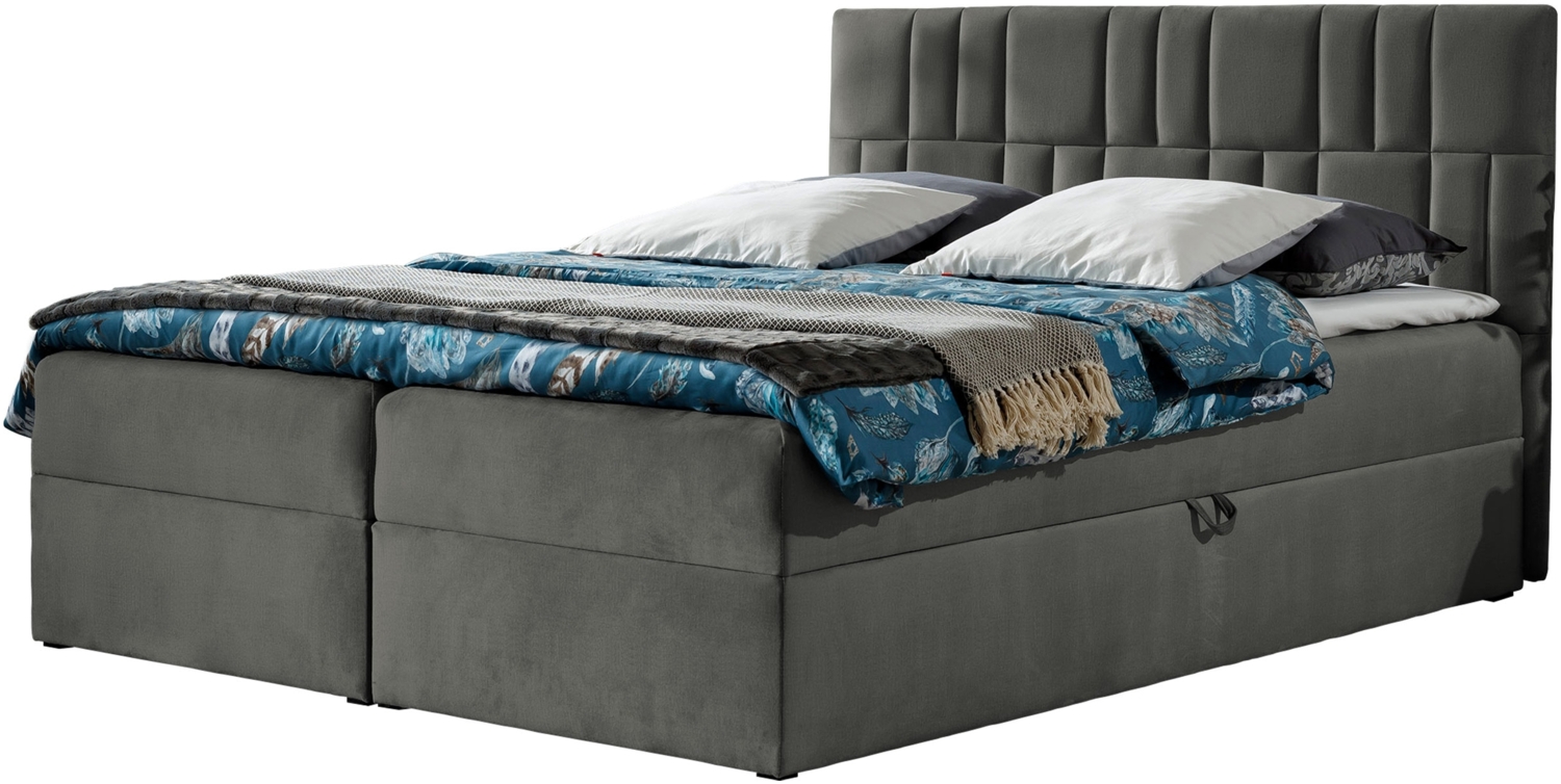 Boxspringbett Trifoli III, Grau, 180 x 200 cm Bild 1