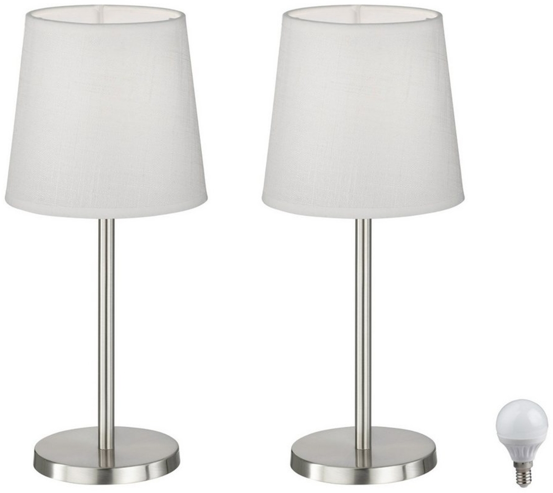 Lichthandel Hoch LED Tischleuchte Nachttischlampe 2er Set Nachttischleuchte für Schlafzimmer Tischlampe, LED wechselbar, warmweiß, LED Bild 1