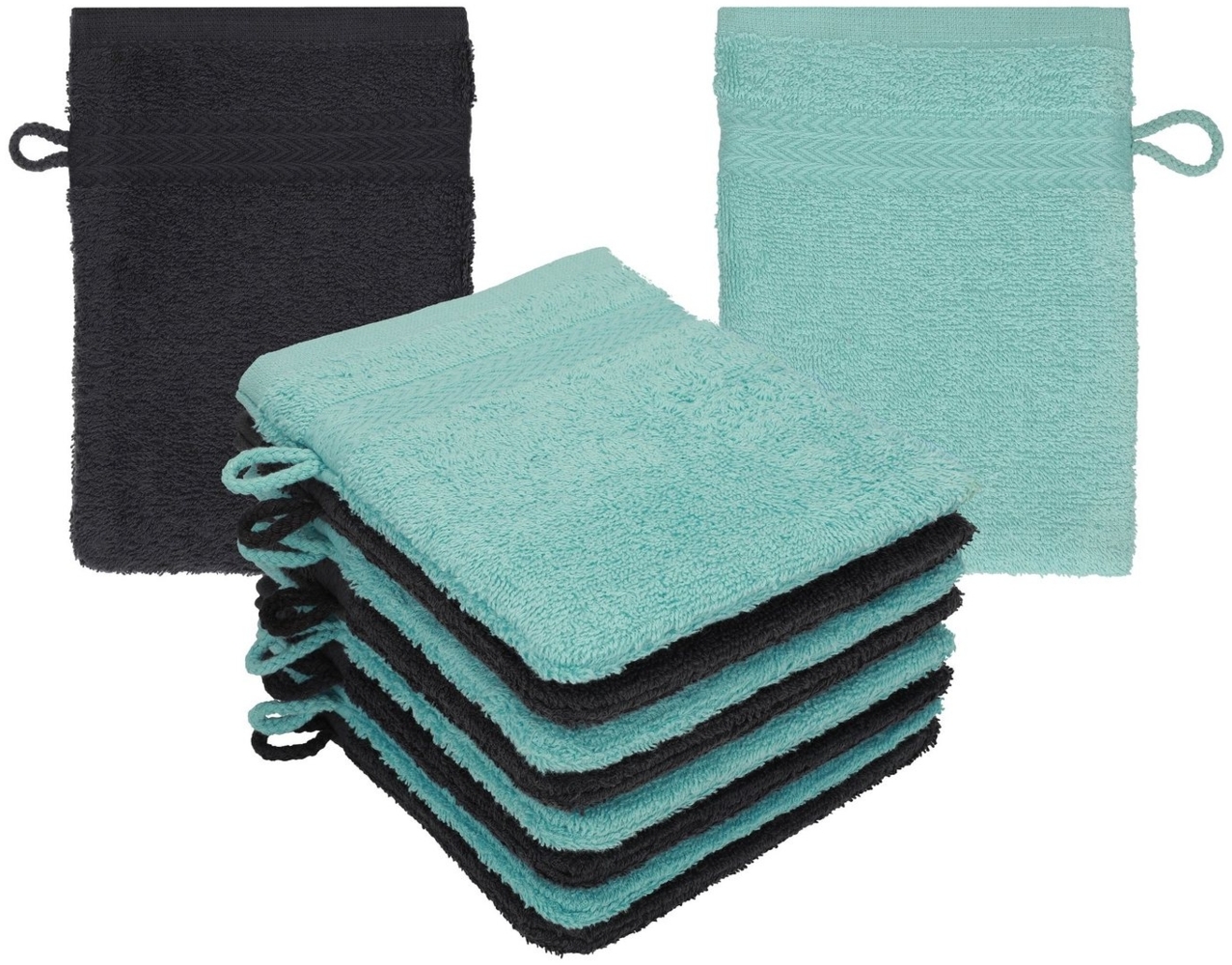 Betz Waschhandschuh 10 Stück Waschhandschuhe Premium 16x21 cm Farbe Graphit - Ocean, (10-St) Bild 1