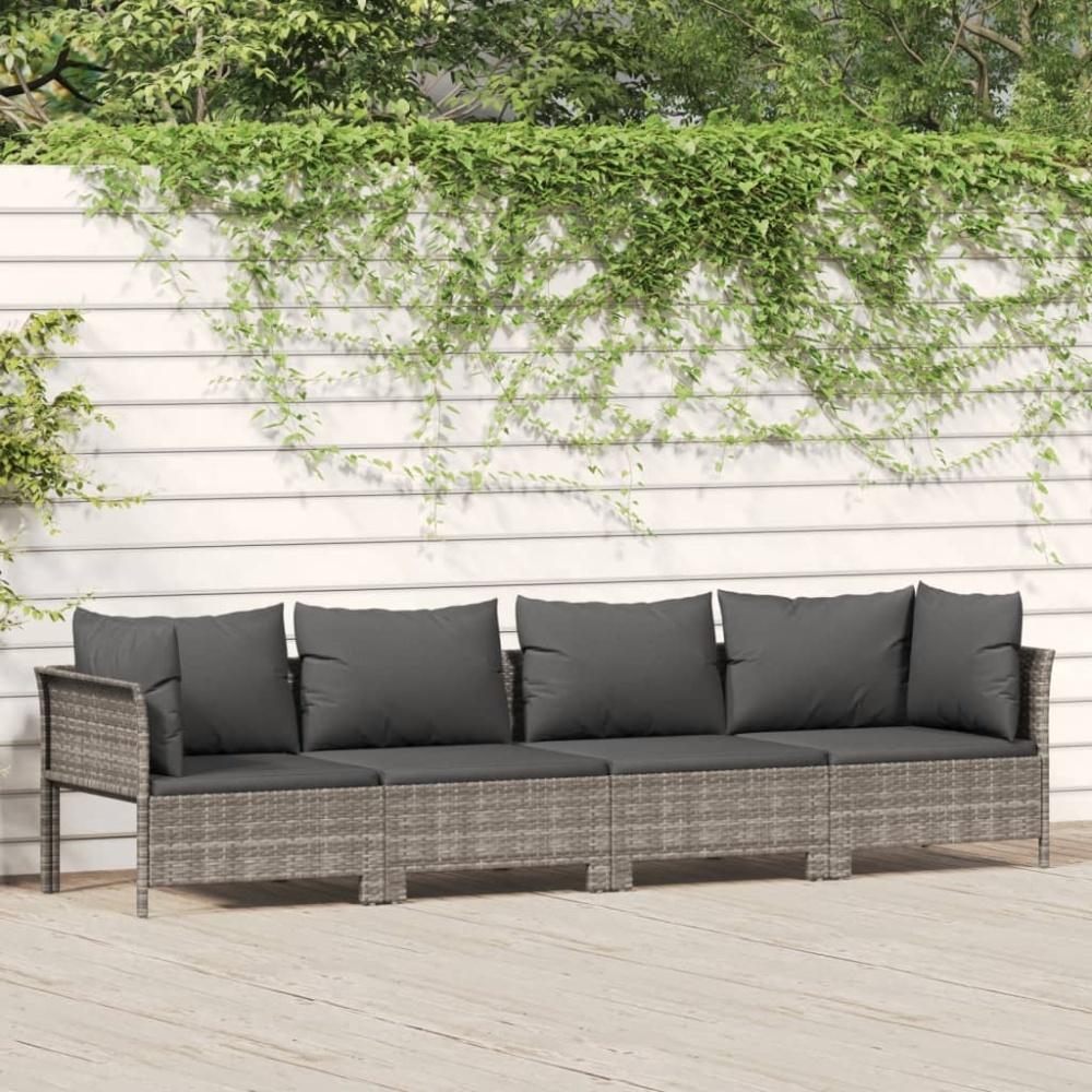 vidaXL 4-tlg. Garten-Lounge-Set mit Kissen Grau Poly Rattan 362689 Bild 1