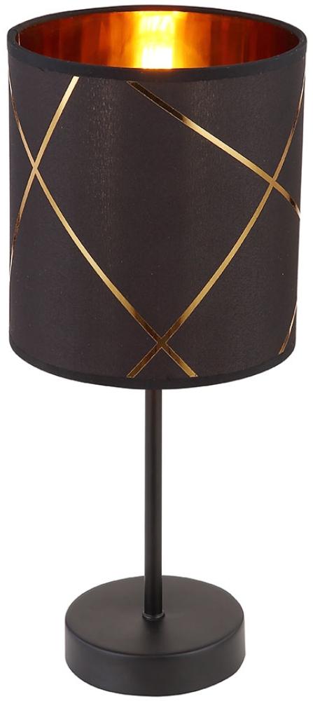 Tischleuchte, Metall, schwarz, gold, 1,8 m Textilkabel Bild 1