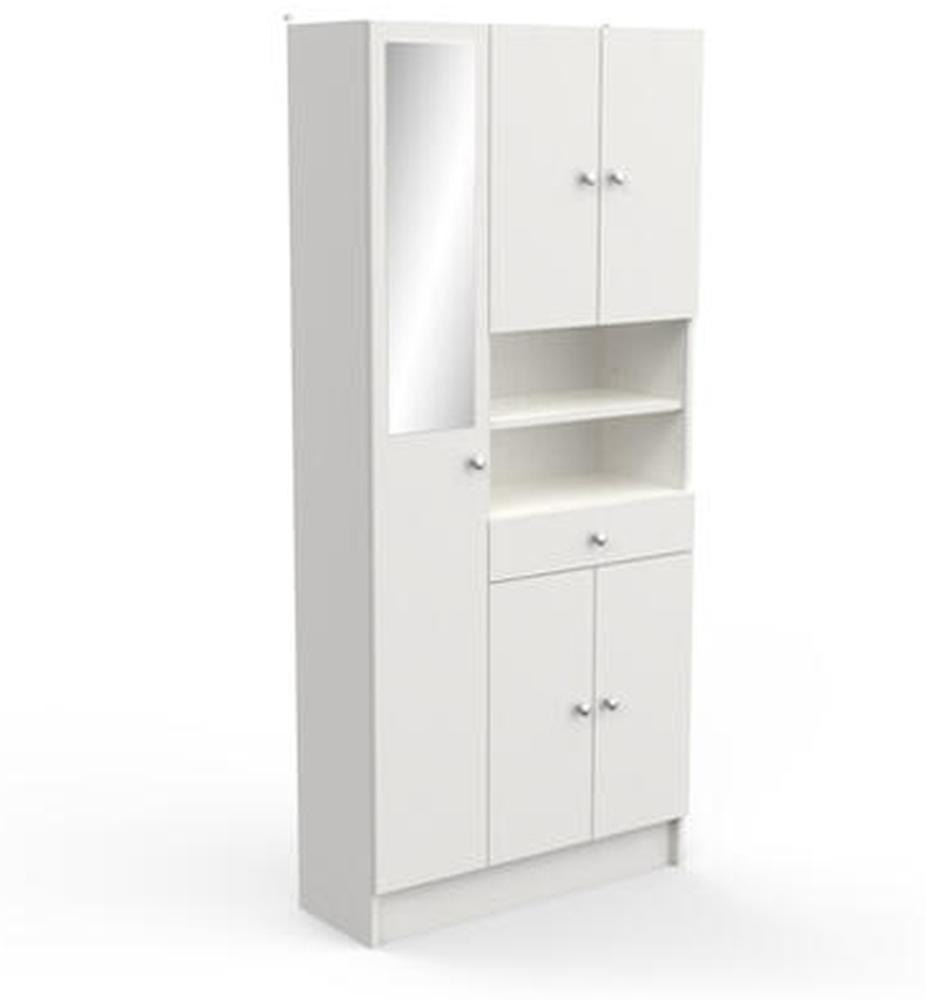 Badezimmerspiegelschrank >Imbattable< in matt weiss - 82x180x32 (BxHxT) Bild 1