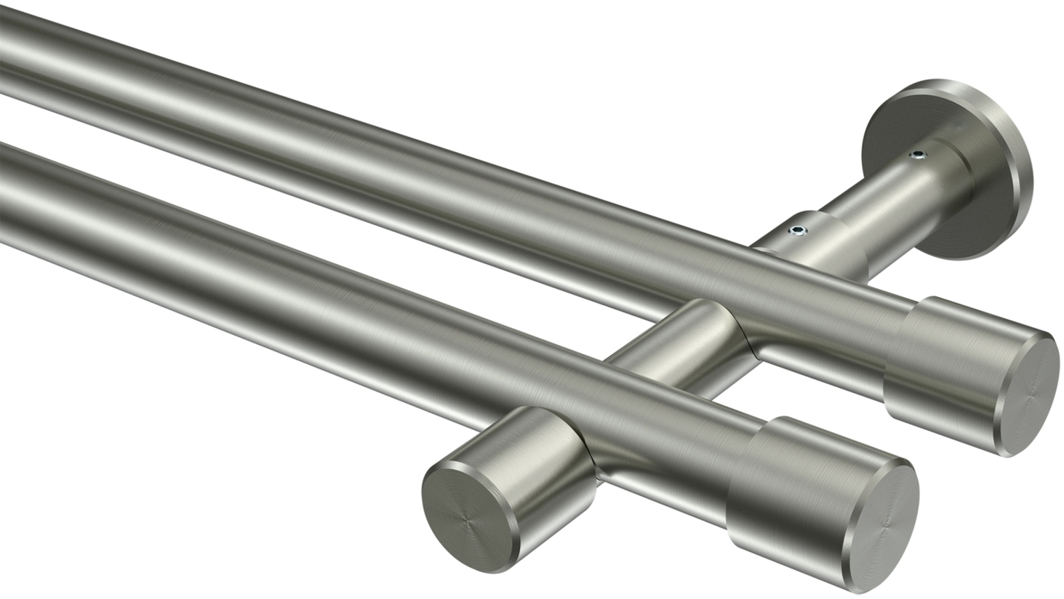 Gardinenstangen-Set Prestige Santo 120 cm, 2-läufig (ohne Ringe), 20 mm Ø Edelstahl-Optik Bild 1