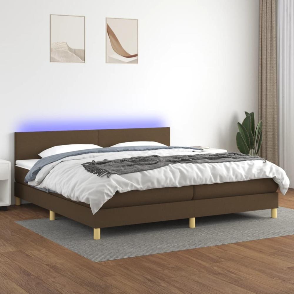 Boxspringbett mit Matratze & LED Stoff Dunkelbraun 200 x 200 cm, Härtegrad: H2 [3133584] Bild 1