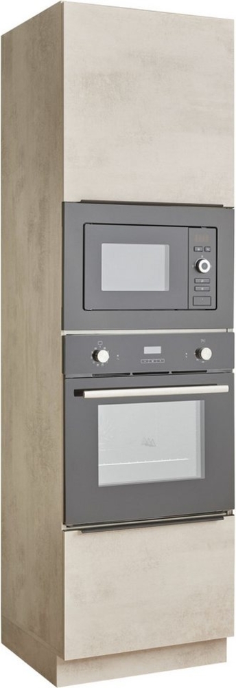 BASIC by Balculina Backofenumbauschrank Sanibel Küchenschrank, Küchenhochschrank BxHxT 60 x 210 x 58 (1-St) Mit 1 Tür und 1 Auszug, 2 offene Fächer für Backofen und Mikrowelle Bild 1