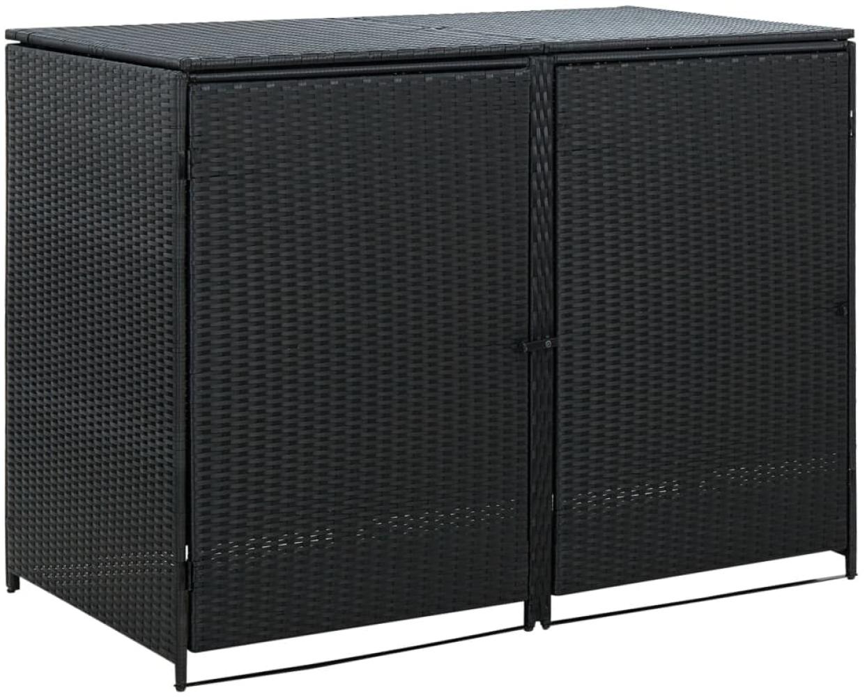 vidaXL Mülltonnenbox für 2 Tonnen Poly Rattan Schwarz 148x80x111 cm 43887 Bild 1