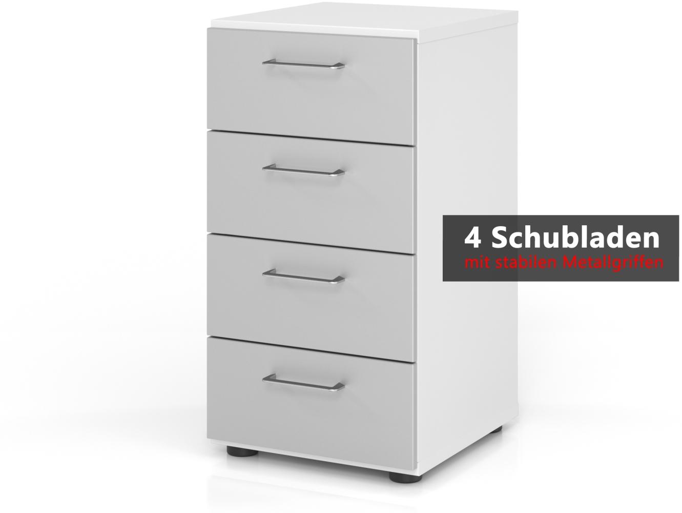 bümö smart Schubladenschrank, Büroschrank in Graphit/Beton mit 4 Schüben - Bürocontainer aus Holz, Container mit Metallgriffen & Soft-Stop Schubladen, 924S4-G-M-BS Bild 1