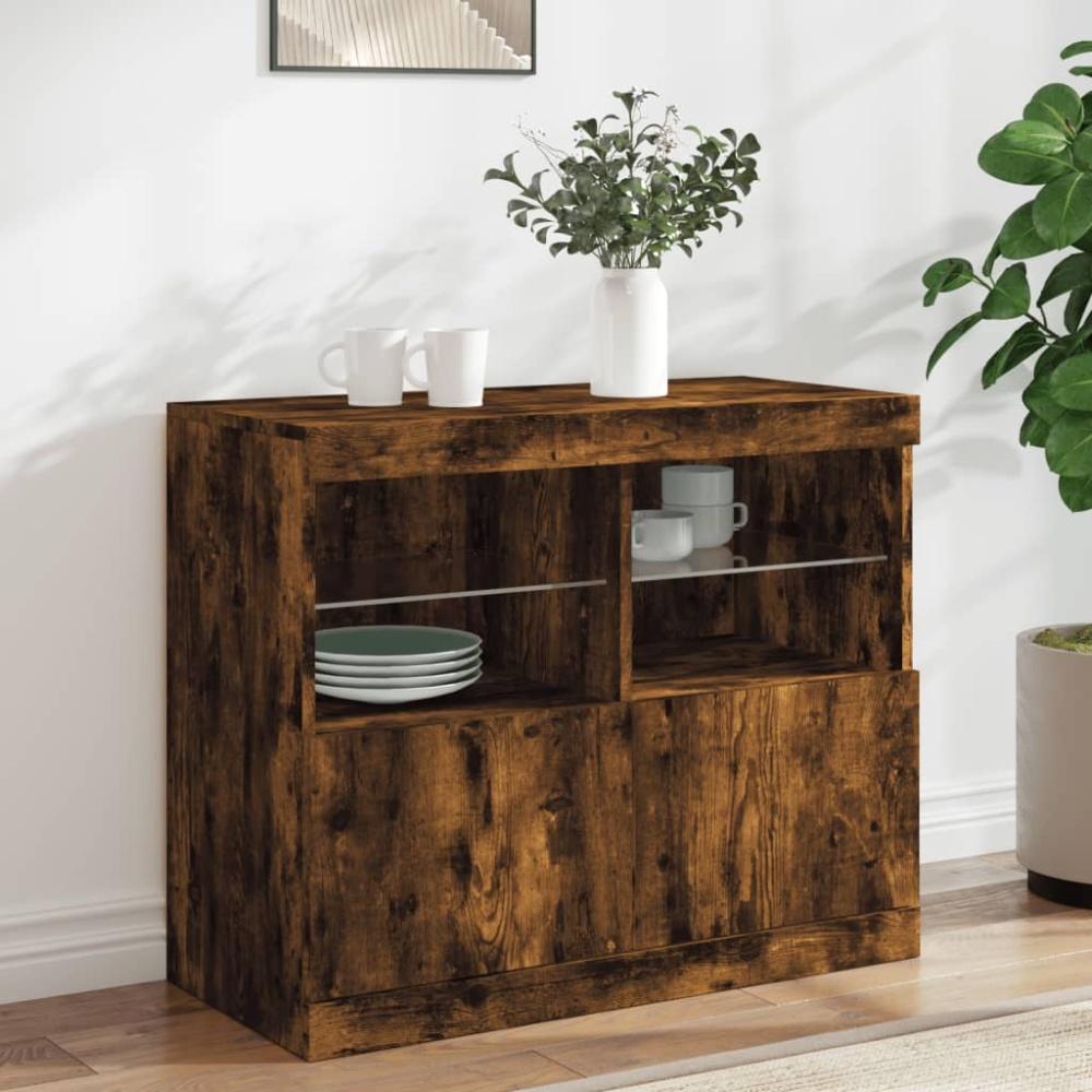 vidaXL Sideboard mit LED-Leuchten Räuchereiche 81x37x67 cm 836662 Bild 1