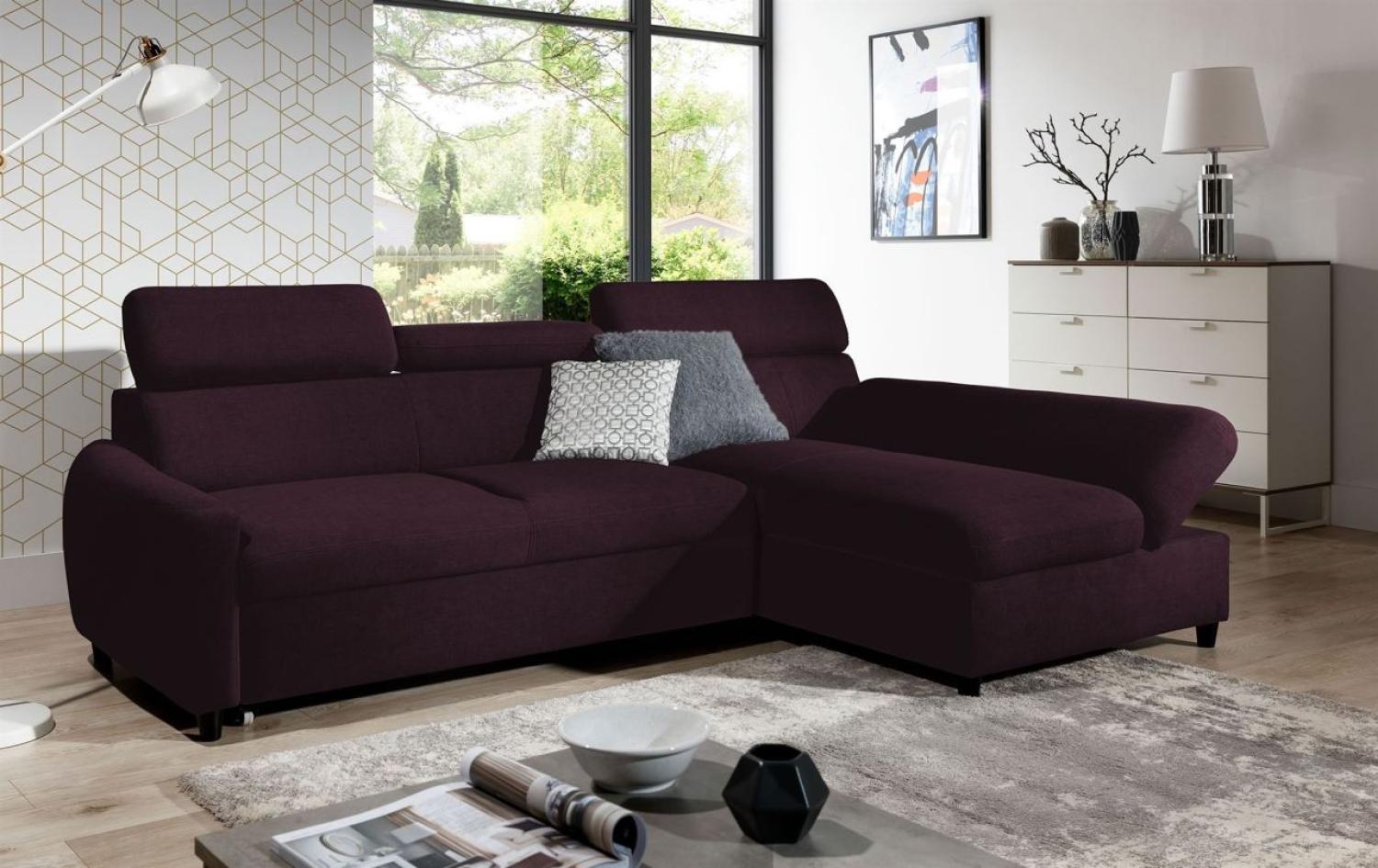 Ecksofa Schlafsofa Sofa ANTON XS in Stoff Esito Violett Ottomane Rechts Bild 1