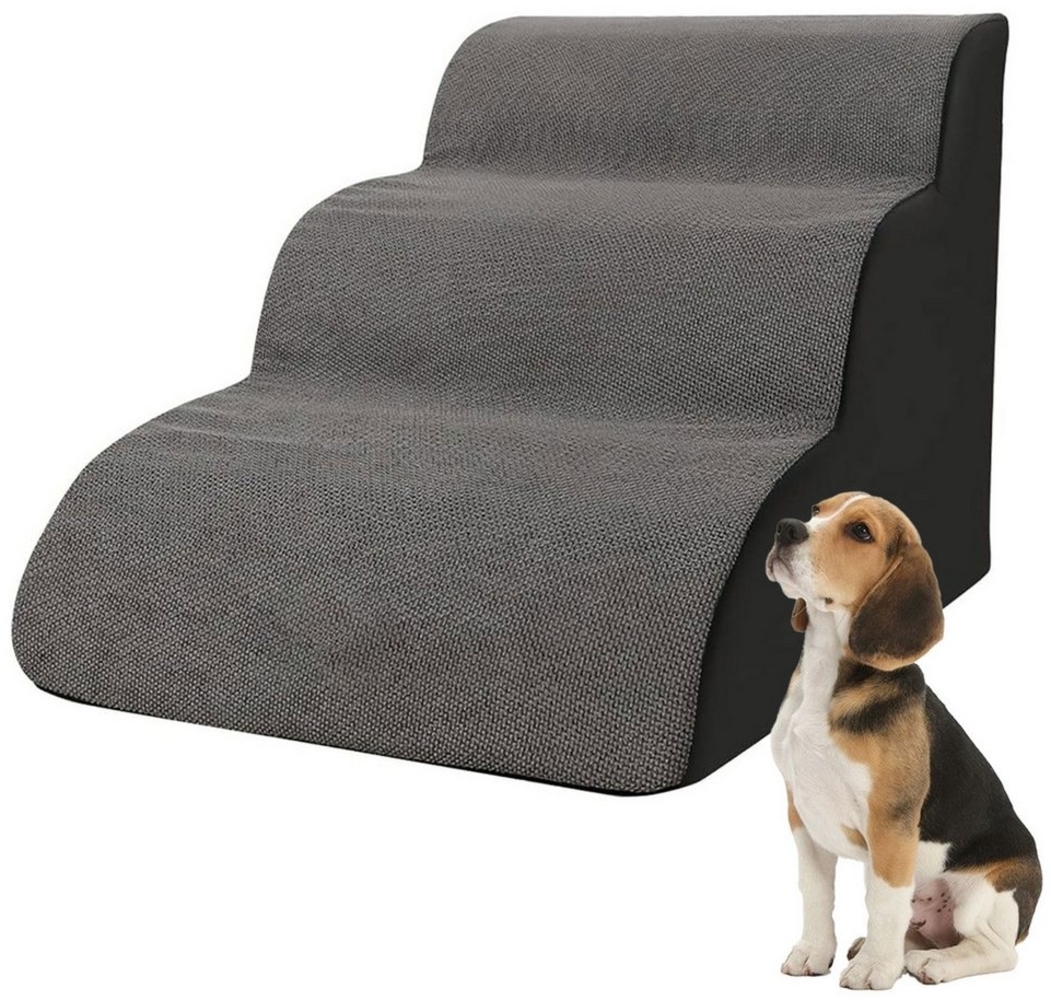MODFU Hunderampe 3-Stufig Hundetreppe Haustiertreppe Hunde Treppe Katzentreppe (mit Abnehmbarem Waschbarem Kordstoff Bezug und Rutschfestem Boden, 1-St, Haustiertreppen Treppen für Kleine Hunde Haustier 60x40x40cm), für Bett und Sofa mit Hochdichtem Sc... Bild 1