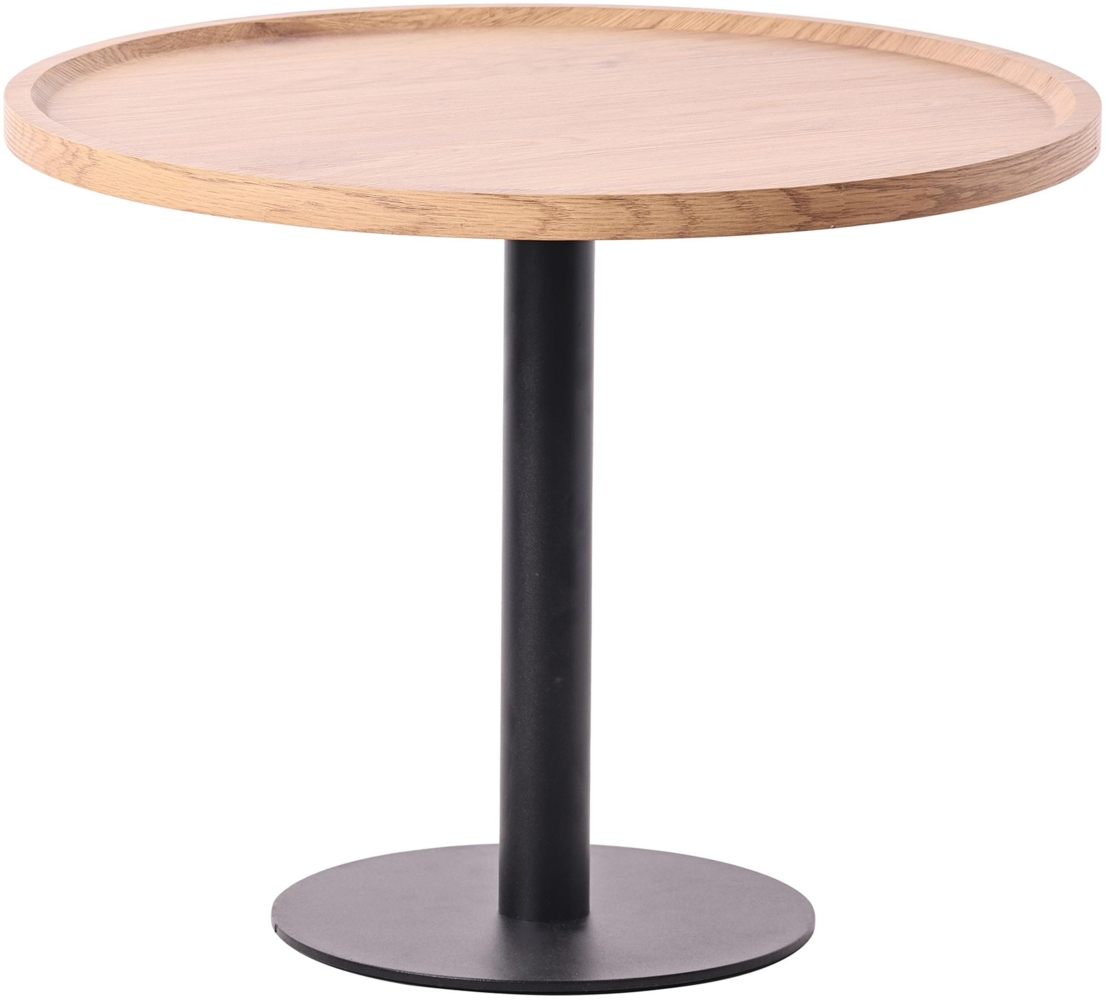 CLP Beistelltisch Aspen runde Tischplatte mit schwarzem Metallgestell,natura L Bild 1