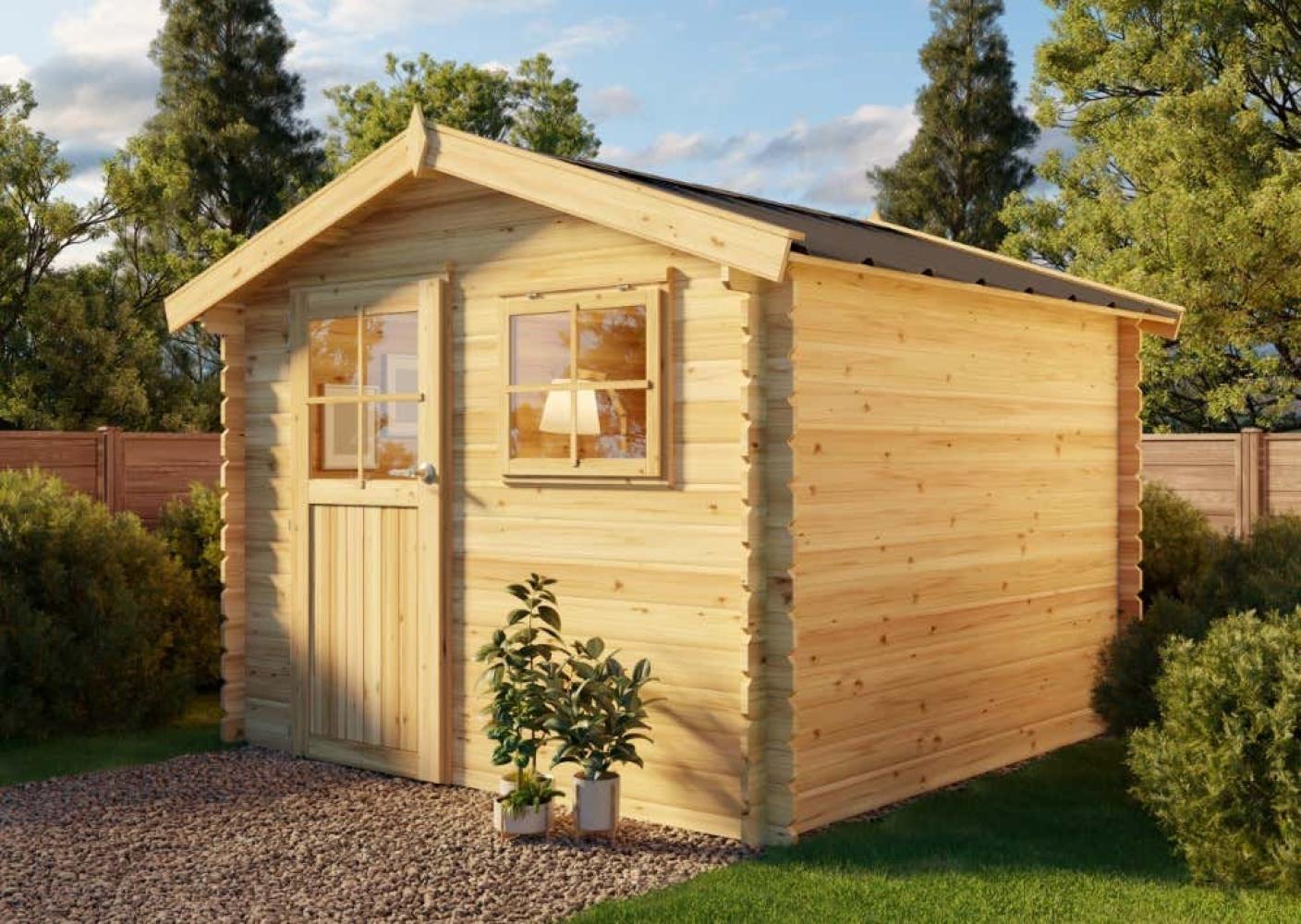 Alpholz Gerätehaus Salzburg 295x295 Gartenhaus aus Holz Holzhaus mit 28 mm Wandstärke Blockbohlenhaus mit Montagematerial Bild 1