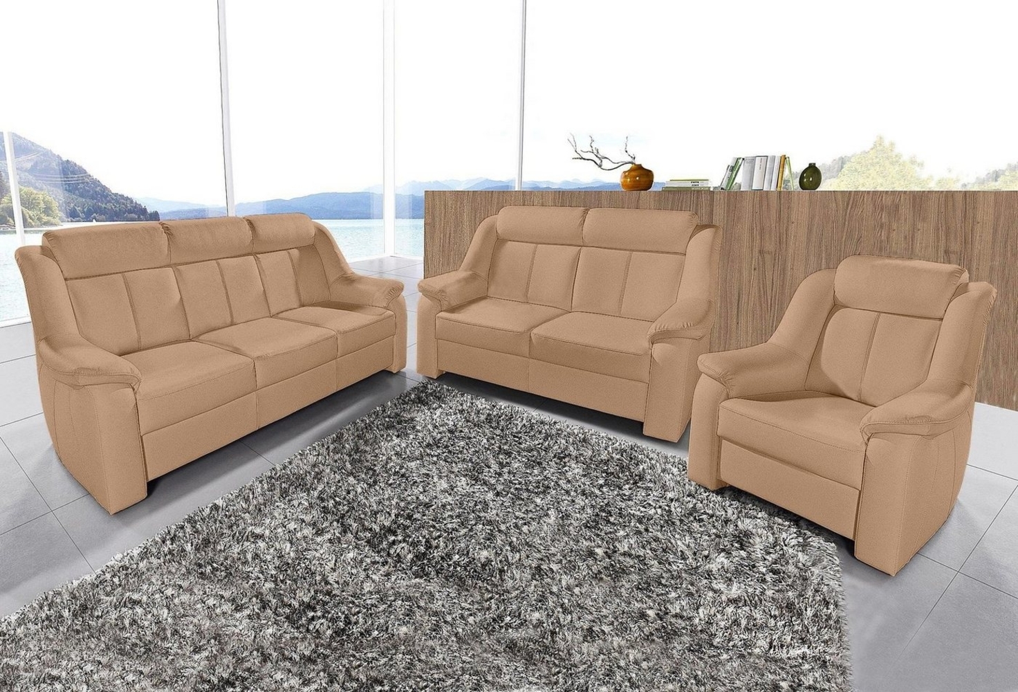 sit&more Polstergarnitur Basel, Set, bestehend aus 3-Sitzer + 2-Sitzer + Sessel Bild 1