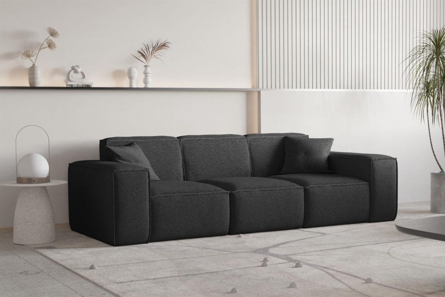 Sofa Designersofa CELES PREMIUM 3-Sitzer in Stoff Ascot Bukla Schwarz Bild 1