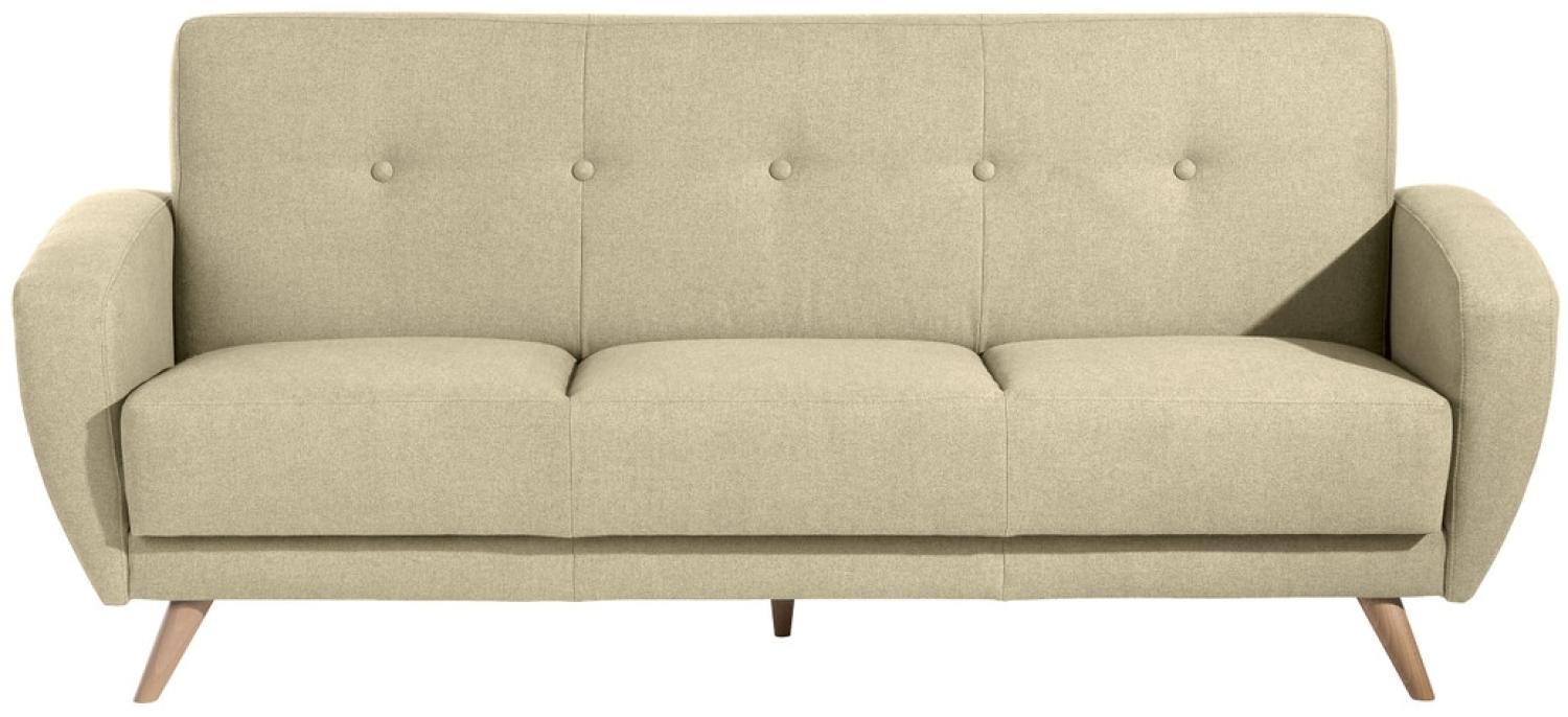 Jerry Sofa 3-Sitzer mit Bettfunktion Samtvelours Beige Buche Natur Bild 1