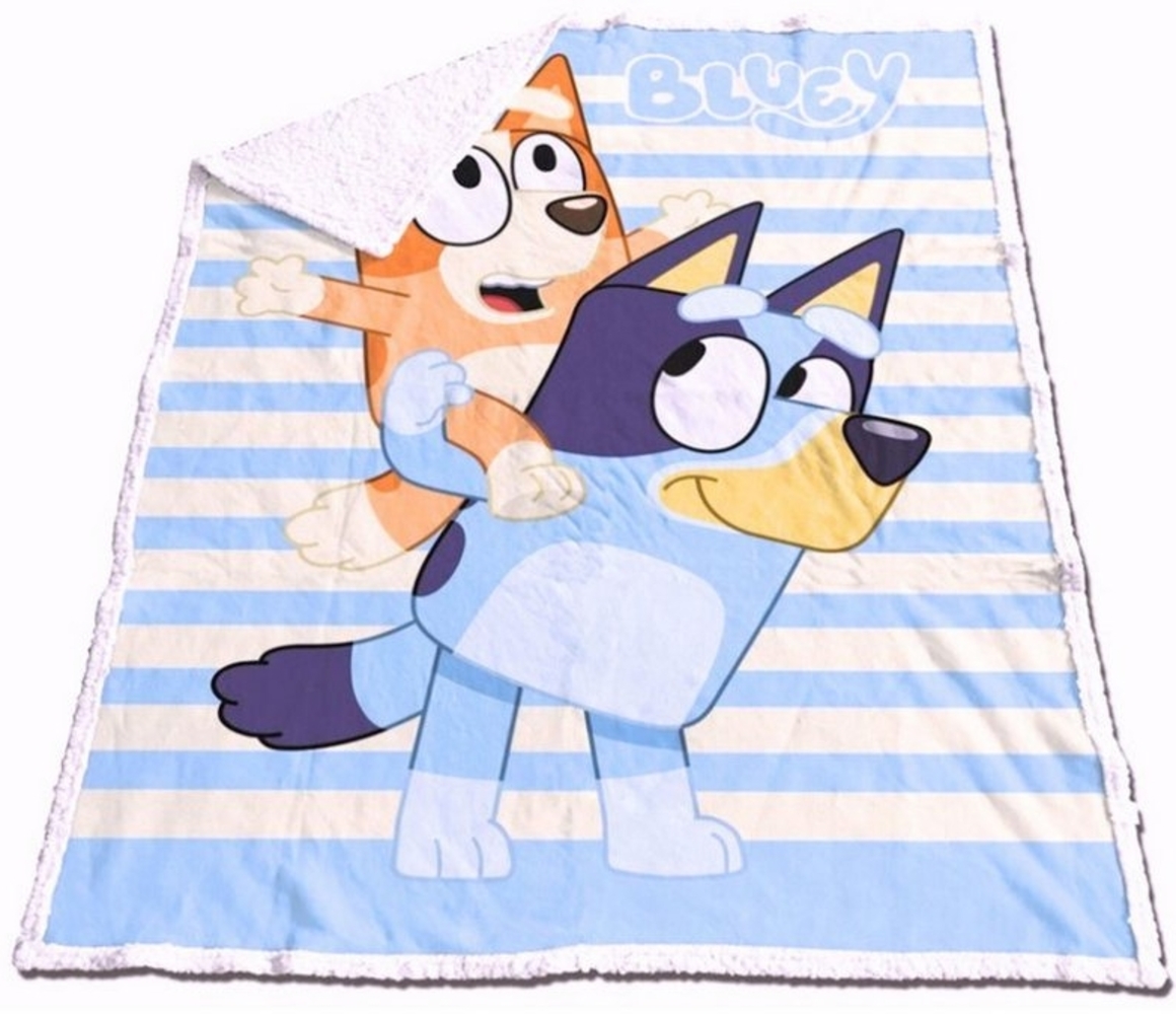 Kinderdecke Dad & Bingo, Bluey, Sherpa Fleecedecke weiche Kuscheldecke 120 x 150 cm Bild 1