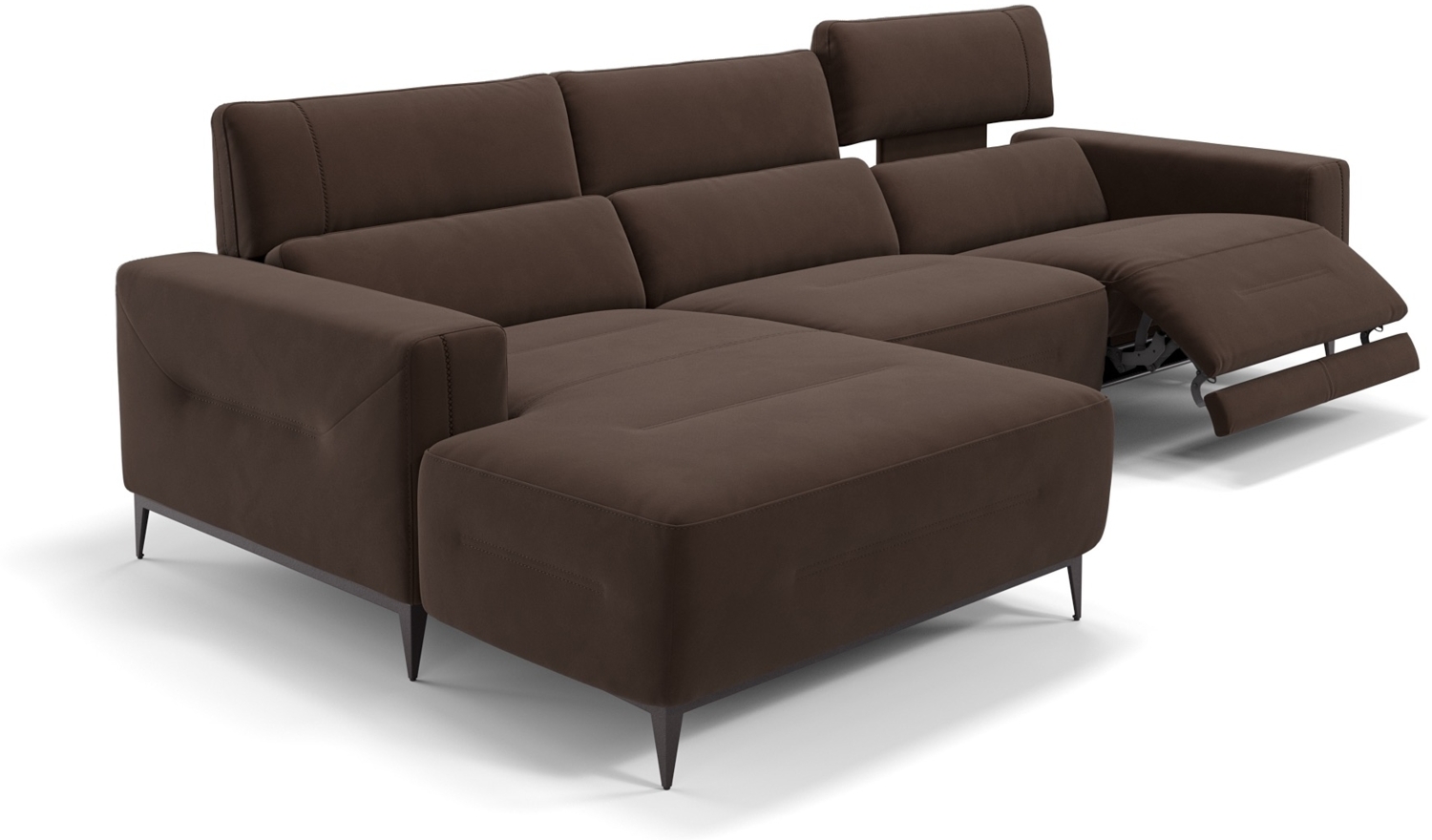 Sofanella Eckcouch TERAMO Ecksofa Wohnlandschaft Stoffsofa in Dunkelbraun S: 260 Breite x 101 Tiefe Bild 1