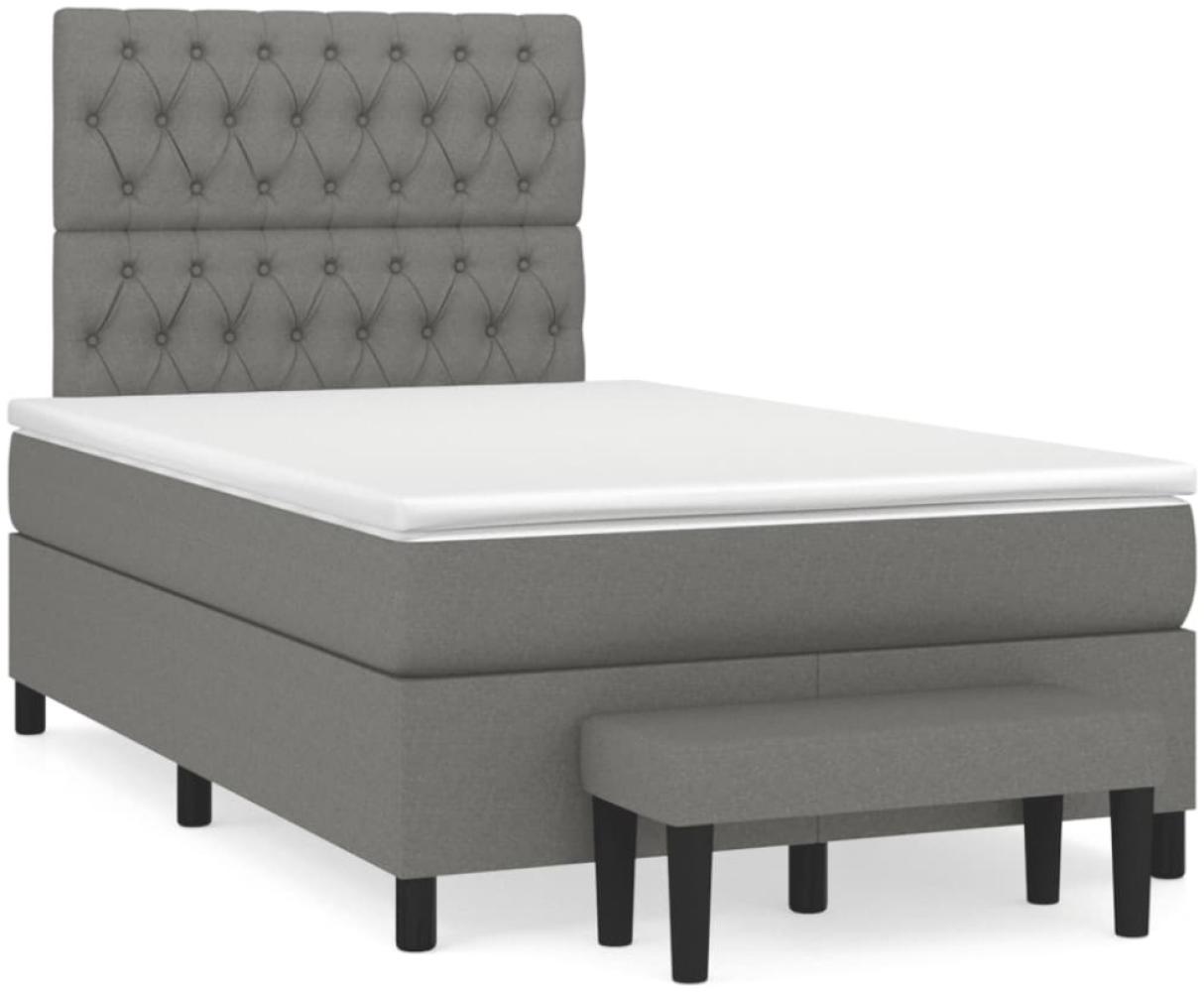 vidaXL Boxspringbett mit Matratze Dunkelgrau 120x190 cm Stoff 3270377 Bild 1