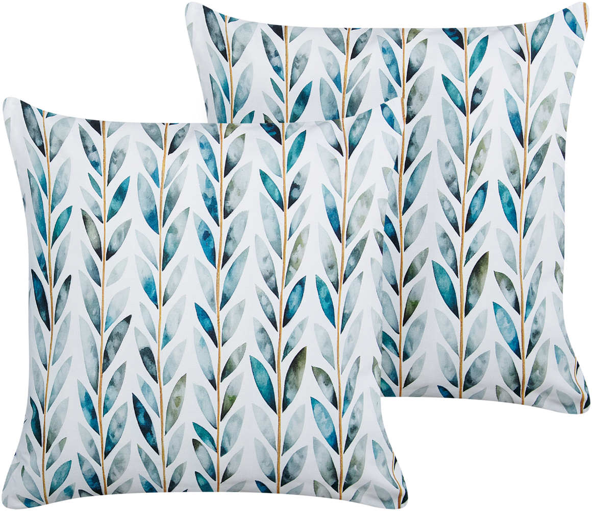Gartenkissen 2er Set Pflanzenmuster LOANO 45 x 45 cm Weiß Bild 1