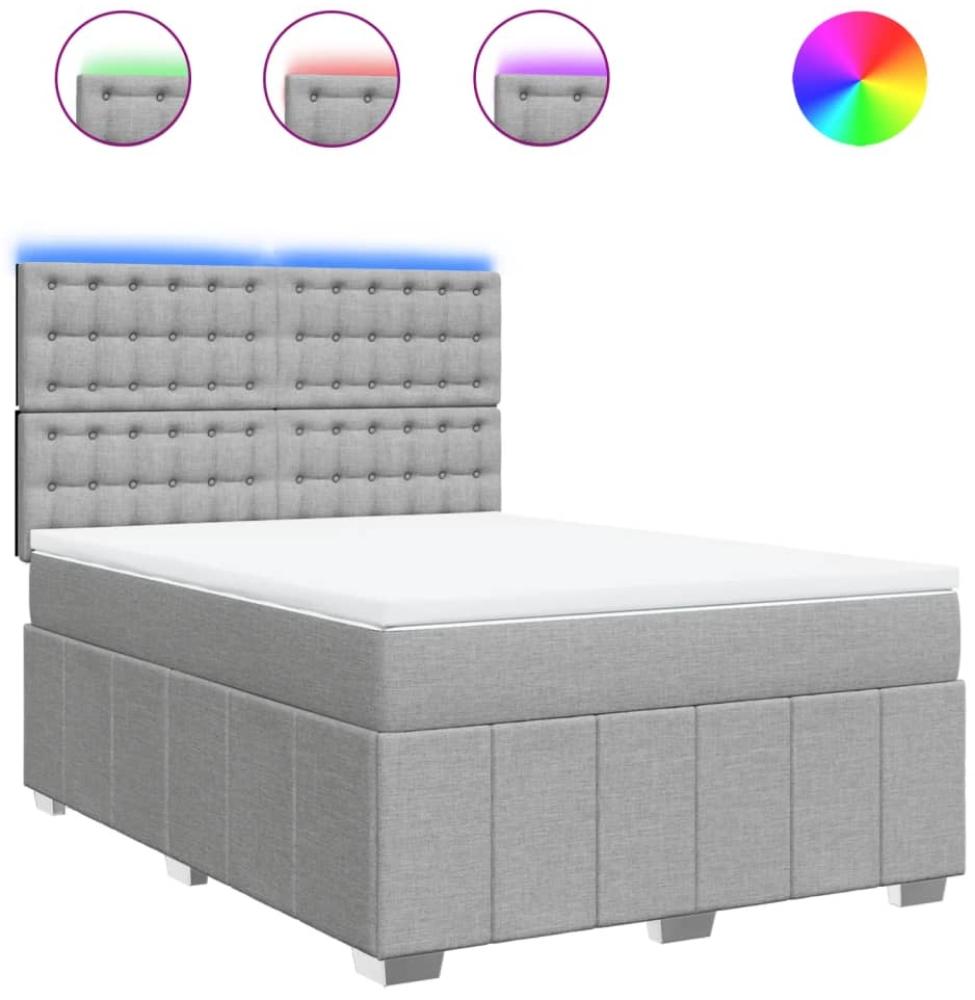 vidaXL Boxspringbett mit Matratze Hellgrau 160x200 cm Stoff 3294033 Bild 1