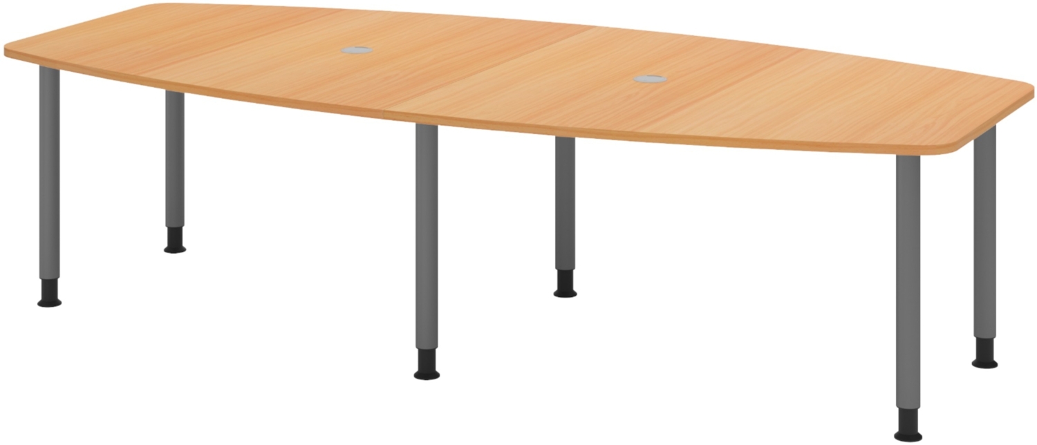 bümö Konferenztisch oval 280x130 cm großer Besprechungstisch in Buche, Besprechungstisch mit Gestell in graphit, Meetingtisch für 10 Personen, XXL-Tisch für Besprechungsraum & Meeting, KT28C-6-G Bild 1