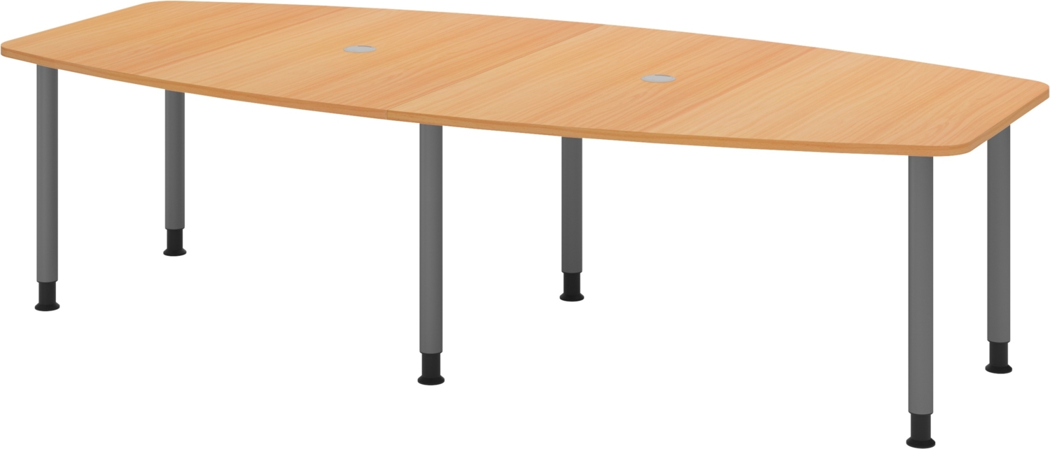 bümö Konferenztisch oval 280x130 cm großer Besprechungstisch in Buche, Besprechungstisch mit Gestell in graphit, Meetingtisch für 10 Personen, XXL-Tisch für Besprechungsraum & Meeting, KT28C-6-G Bild 1